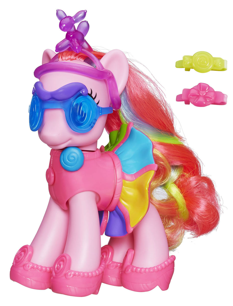 My Little Pony Пони Пинки Пай с аксессуарамиA8210_A8828 My Little Pony Пони Пинки Пай с аксессуарамиA8210_A8828Пони My Little Pony Pinkie Pie привлечет внимание вашей малышки! Она выполнена из прочного пластика в виде милой пони с яркой гривой и хвостом с цветными прядками. Пинки Пай одета в короткий ярко-розовый топ и короткую юбочку разных цветов. На ее ножках - чудесные розовые туфельки. В комплект с пони входят две заколочки, карнавальные очки с усами и ободок с собачкой из воздушного шарика. Порадуйте свою принцессу таким замечательным подарком, и она сможет создавать неповторимые образы любимой пони!