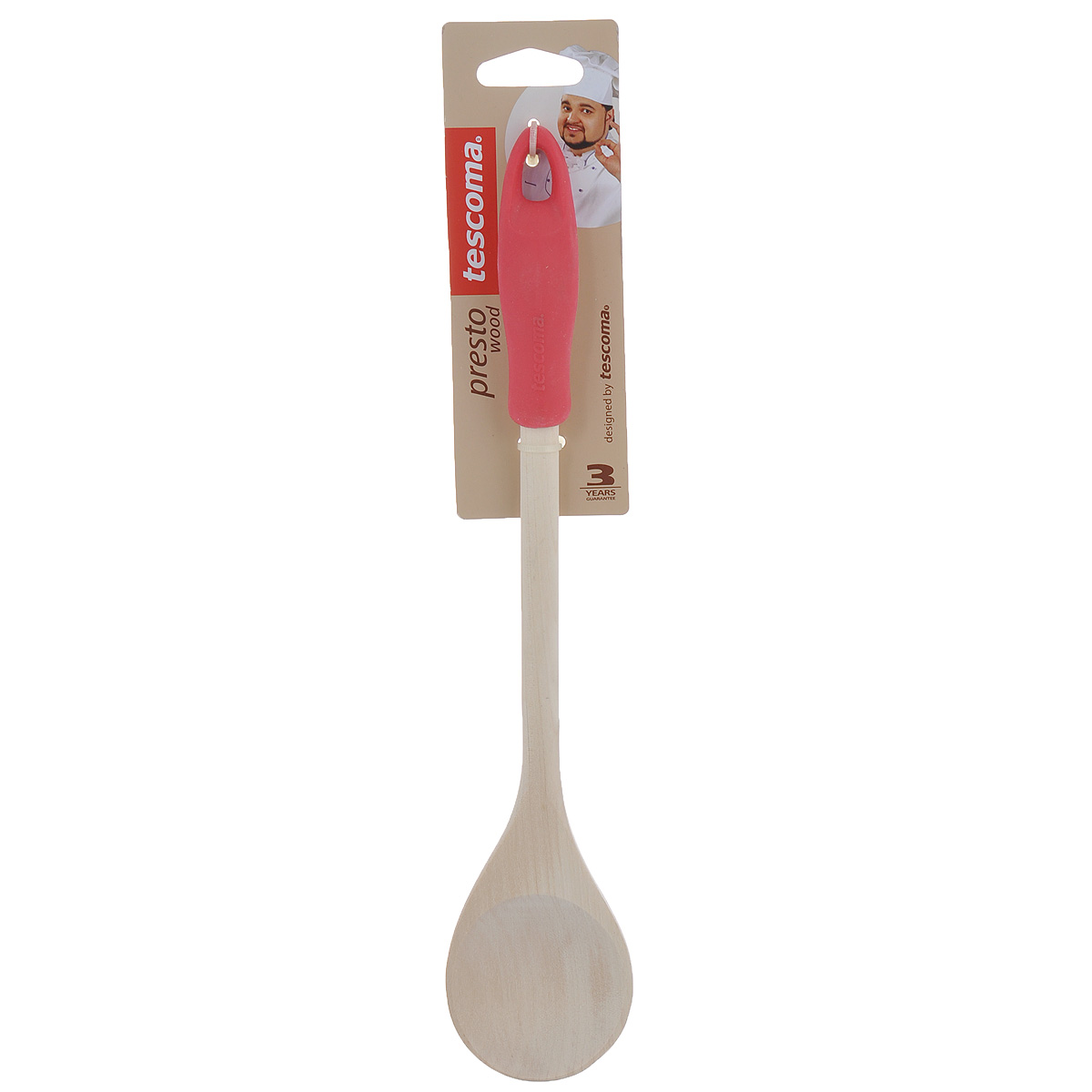 Ложка Tescoma Presto Wood, круглая, цвет: красный, длина 30 см637206 Ложка Tescoma Presto Wood, круглая, цвет: красный, длина 30 см637206Лопатка Tescoma Presto Wood изготовлена из экологически чистого материала - качественной березовой древесины, обладающей уникальной текстурой. Элегантная силиконовая ручка дает возможность удобно и комфортно пользоваться лопаткой. Такая кухонная принадлежность подходит для всех видов посуды, особенно для посуды с антипригарным покрытием. Лопатка Tescoma Presto Wood станет вашим незаменимым помощником на кухне, а также это практичный и необходимый подарок любой хозяйке! Нельзя мыть в посудомоечной машине. Размер рабочей поверхности: 6 х 6 см. Общая длина лопатки: 30 см.