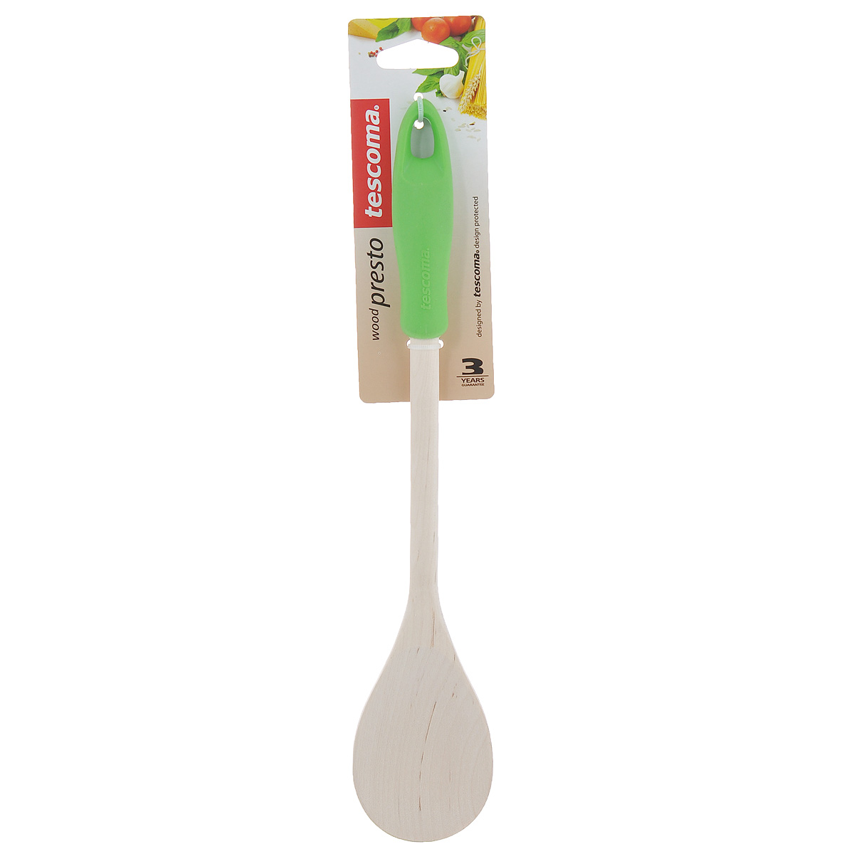 Ложка Tescoma Presto Wood, овальная, цвет: салатовый, длина 30 см637208 Ложка Tescoma Presto Wood, овальная, цвет: салатовый, длина 30 см637208Ложка Tescoma Presto Wood изготовлена из экологически чистого материала - качественной березовой древесины, обладающей уникальной текстурой. Элегантная ручка имеет противоскользящую обработку, что дает возможность удобно и комфортно пользоваться ложкой. Такая кухонная принадлежность подходит для всех видов посуды, а также замечательна для посуды с антипригарным покрытием. Ложка Tescoma Presto Wood станет вашим незаменимым помощником на кухне, а также это практичный и необходимый подарок любой хозяйке! Размер рабочей поверхности: 5,6 см х 8 см. Общая длина ложки: 30 см.