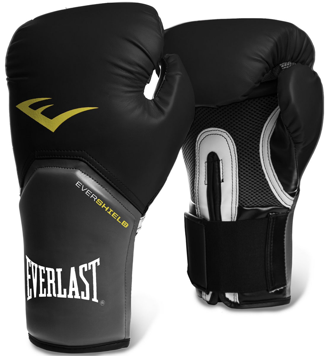Перчатки тренировочные Everlast Pro Style Elite, цвет: черный, 16 унций2316E Перчатки тренировочные Everlast Pro Style Elite, цвет: черный, 16 унций2316EEverlast Pro Style Elite - тренировочные боксерские перчатки для спаррингов и работы на снарядах. Изготовлены из качественной искусственной кожи с применением технологий Everlast, использующихся в экипировке профессиональных спортсменов. Благодаря выверенной анатомической форме перчатки надежно фиксируют руку и гарантируют защиту от травм. Нижняя часть, полностью изготовленная из сетчатого материала, обеспечивает циркуляцию воздуха и препятствует образованию влаги, а также неприятного запаха за счет антибактериальной пропитки EVERFRESH. Комбинация легких дышащих материалов поддерживает оптимальную температуру тела. Модель подходит для начинающих боксеров, которые хотят тренироваться с экипировкой высокого класса.