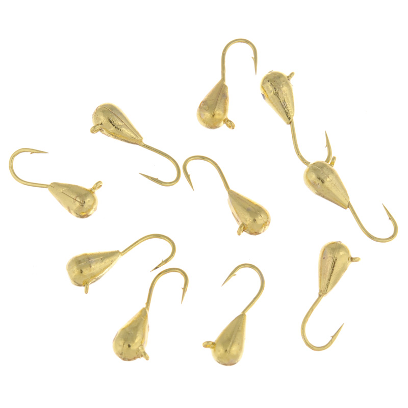 Мормышка вольфрамовая "Dixxon-Russia", капля с ушком, цвет: золотой, диаметр 4 мм, 1 г, 10 шт