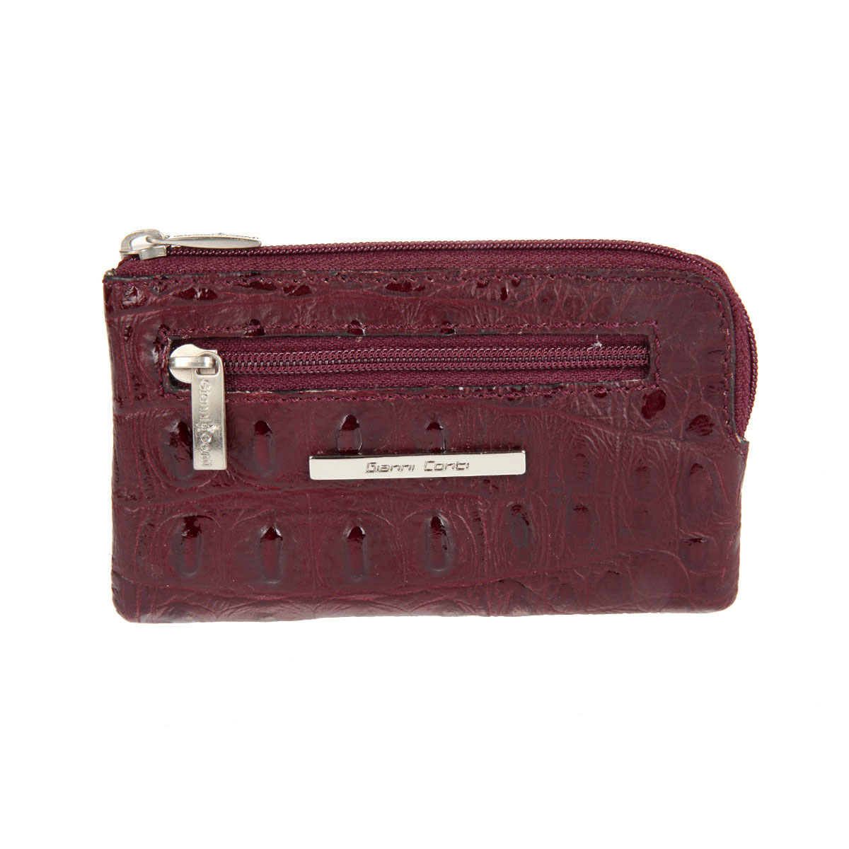 Ключница Gianni Conti, цвет: вишневый. 19390731939073 ruby/red Ключница Gianni Conti, цвет: вишневый. 19390731939073 ruby/redЭлегантная ключница Gianni Conti изготовлена из натуральной кожи с тиснением и имеет одно отделение на пластиковой молнии. Внутри - две цепочки с металлическими кольцами для ключей. На передней стенке расположены металлическая пластинка с надписью в виде названия логотипа и прорезной кармашек на пластиковой молнии. Ключница упакована в коробку из плотного картона с логотипом фирмы. Этот аксессуар станет замечательным подарком человеку, ценящему качественные и практичные вещи.