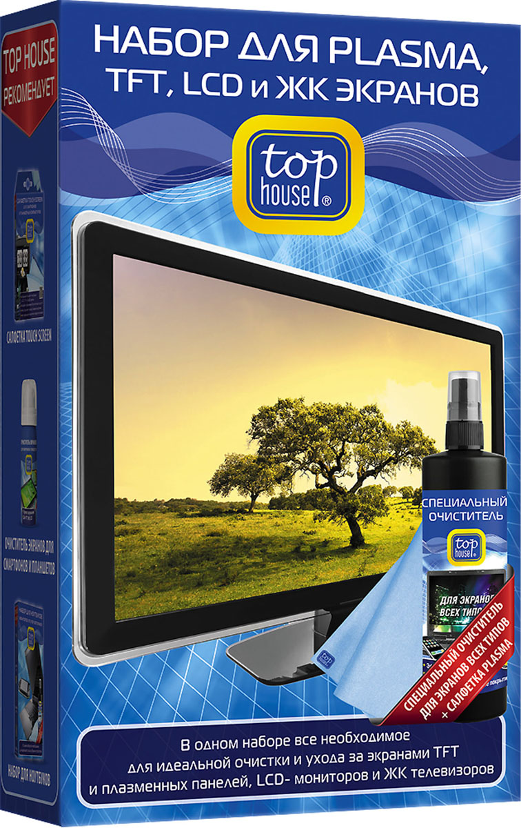 Набор для ухода за Plasma, TFT, LCD, ЖК экранами "Top House", 2 предмета Набор для ухода за Plasma, TFT, LCD, ЖК экранами "Top House", 2 предмета