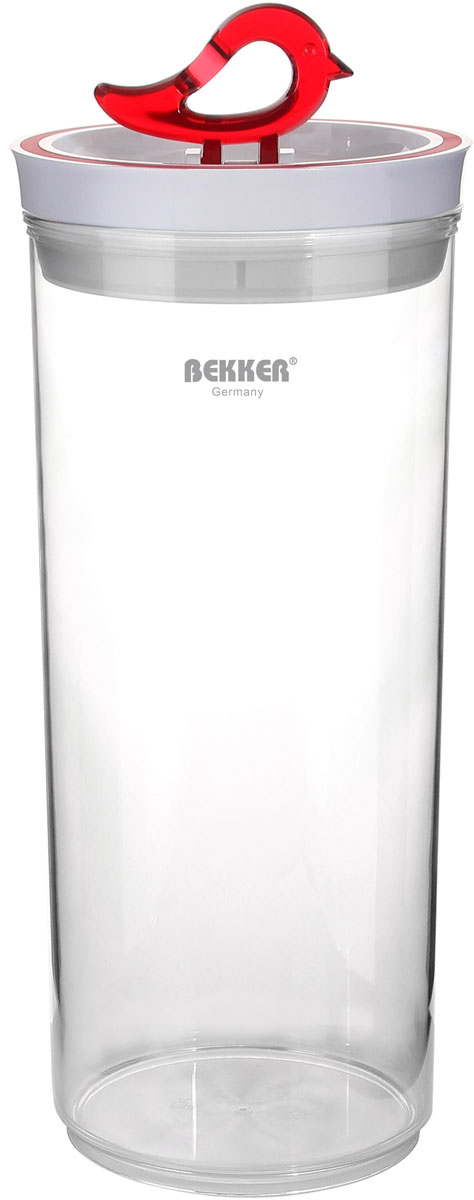 Контейнер для сыпучих продуктов Bekker Koch, 2,9 лBK-5120 Контейнер для сыпучих продуктов Bekker Koch, 2,9 лBK-5120Контейнер для сыпучих продуктов Bekker Koch изготовлен из прочного высококачественного прозрачного пластика. На крышке имеется силиконовое уплотнительное кольцо. Крышка имеет удобную ручка в виде птички. При наклоне ручки в лежачее положение, контейнер плотно закрывается. Контейнер предназначен для хранения различных продуктов. Контейнер для сыпучих продуктов Bekker Koch сохранит ваши продукты, а компактный размер не займет много места на вашей кухне. Рекомендуется ручная чистка. Диаметр контейнера: 13,2 см. Высота контейнера: 30 см. Толщина стенки: 2 мм.
