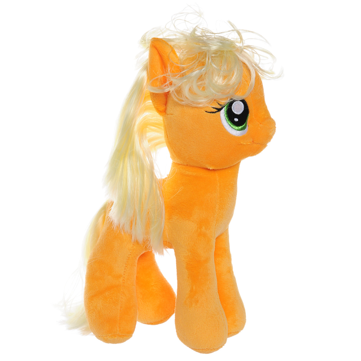 My Little Pony Мягкая игрушка Пони Applejack, 28 см41076 My Little Pony Мягкая игрушка Пони Applejack, 28 см41076Мягкая игрушка Applejack выполнена в виде очаровательной оранжевой пони с длинным хвостом и собранной в хвостик гривой. Игрушка изготовлена из высококачественного текстильного материала с набивкой из синтепона. Грива и хвостик Эпплджек выполнены из мягкого текстиля, их можно заплетать и расчесывать. Игрушка имеет специальные уплотнения в ногах, что позволяет ей стоять самостоятельно, без опоры. Как и все игрушки серии Beanie Buddy, она изготовлена вручную, с любовью и вниманием к деталям. Эппджек - задорная пони, которая работает на ферме Сладкое яблоко вместе со старшим братом и младшей сестренкой. Эпплджек - добрая, честная и прямодушная, хоть иногда и бывает немного упрямой. На Эпплджек всегда можно положиться, ведь она самый настоящий друг - верный, надежный и отзывчивый! Удивительно мягкая игрушка принесет радость и подарит своему обладателю мгновения нежных объятий и приятных воспоминаний. Специальные гранулы, используемые при ее набивке, способствуют...