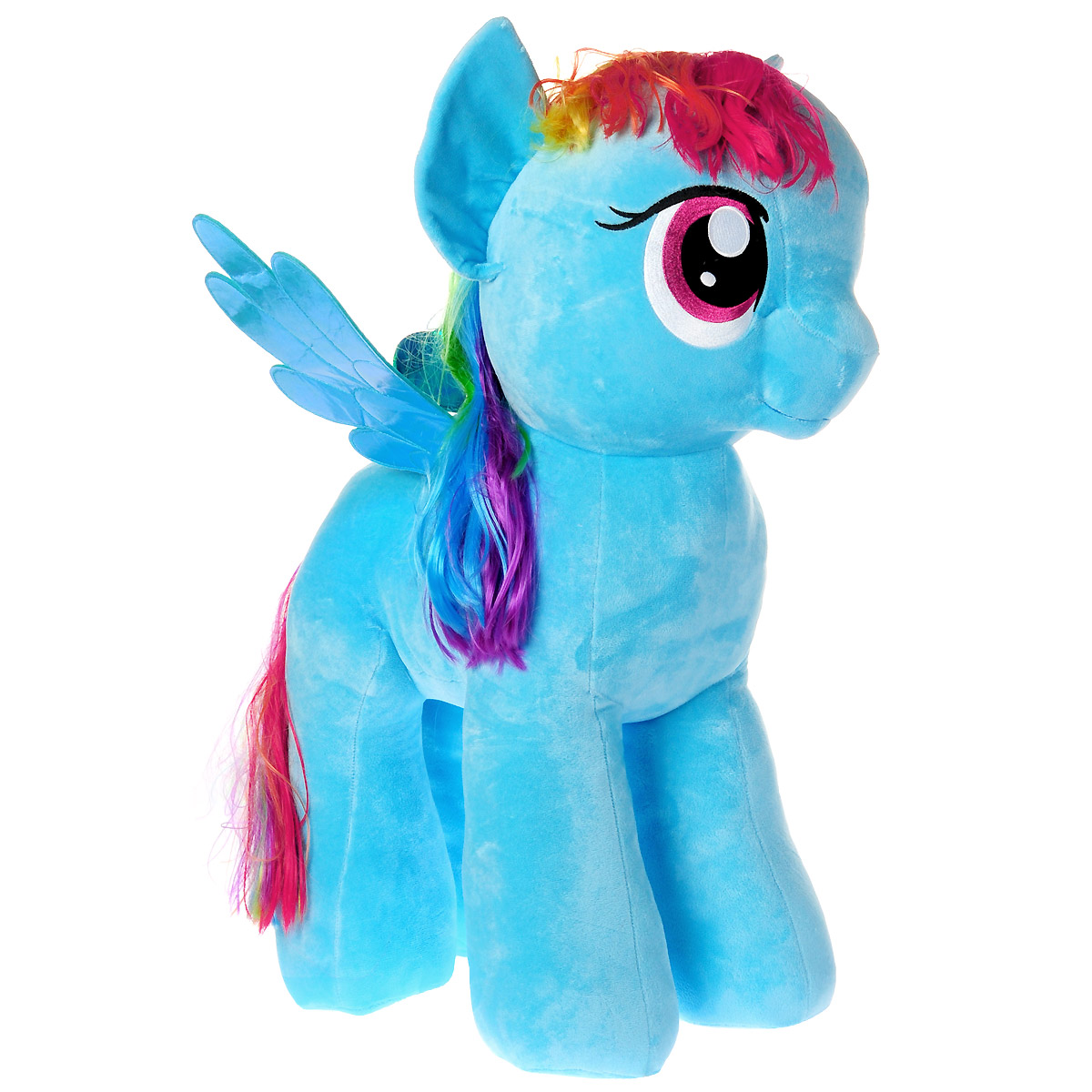My Little Pony Мягкая игрушка Пони Rainbow Dash, 41 см90211 My Little Pony Мягкая игрушка Пони Rainbow Dash, 41 см90211Мягкая игрушка Rainbow Dash выполнена в виде очаровательной пони нежно-голубого цвета с длинным радужным хвостом, разноцветной гривой и переливающимися крылышками. Игрушка изготовлена из высококачественного текстильного материала с набивкой из синтепона. Грива и хвостик Рэйнбоу Дэш выполнены из мягкого текстиля, их можно заплетать и расчесывать. Игрушка имеет специальные уплотнения в ногах, что позволяет ей стоять самостоятельно, без опоры. Как и все игрушки серии Beanie Buddy, она изготовлена вручную, с любовью и вниманием к деталям. Рэйнбоу Дэш - очень смелая, целеустремленная пони, она не любит проигрывать, зато обожает победы, скорость, а больше всего на свете она любит летать. Хобби Рэйнбоу - это, естественно, полеты и ее работа - очищение неба и устройство погоды в Понивилле. Удивительно мягкая игрушка принесет радость и подарит своему обладателю мгновения нежных объятий и приятных воспоминаний. Специальные гранулы, используемые при ее набивке, способствуют...