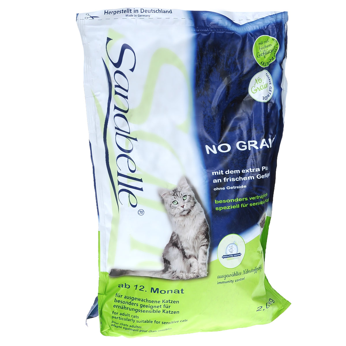 Корм сухой Sanabelle No Grain для взрослых кошек с чувствительным пищеварением, 2 кг57843 Корм сухой Sanabelle No Grain для взрослых кошек с чувствительным пищеварением, 2 кг57843Сухой корм Sanabelle No Grain - полностью сбалансированный высококачественный корм для взрослых (старше года) кошек с чувствительным пищеварением. Благодаря отсутствию в составе злаков, содержащих глютен, корм обладает гипоаллергенными свойствами и подходит кошкам с чувствительным желудком и пищеварением. Содержание свежего мяса и цельного яйца делает корм вкусным и привлекательным для кошек. Сухой корм Sanabelle No Grain способствует нормализации пищеварения, поддерживает иммунную систему организма, а также придает блеск шерсти. Использование свежего мяса в качестве альтернативы стандартной муки из мяса способствует лучшему усвоению корма и содержащегося в нем протеина. Высокая доля питательных веществ снижает потребности кошки в кормлении и за счет этого снижается нагрузка на пищеварительный тракт. Состав: свежее мясо домашней птицы (мин. 20%), картофельные хлопья, мясо домашней птицы, картофельная мука, животный жир, жировая клетчатка (дегидратированная),...
