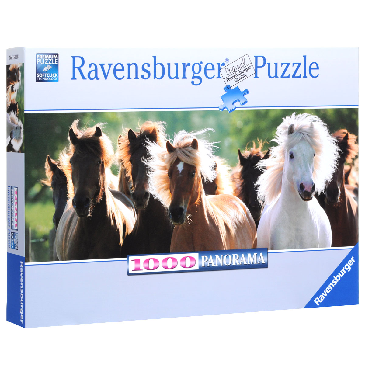 Ravensburger Дикие лошади. Пазл панорамный, 1000 элементов15091 Ravensburger Дикие лошади. Пазл панорамный, 1000 элементов15091Панорамный пазл Дикие лошади, без сомнения, придется вам по душе, и вы получите массу удовольствия от процесса собирания картины. Собрав этот пазл, включающий в себя 1000 элементов, вы получите удивительную картину с изображением красивых диких лошадей. Пазл - великолепная игра для семейного досуга. Сегодня собирание пазлов стало особенно популярным, главным образом, благодаря своей многообразной тематике, способной удовлетворить самый взыскательный вкус. А для детей это не только интересно, но и полезно. Собирание пазлов развивает мелкую моторику у ребенка, тренирует наблюдательность, логическое мышление, знакомит с окружающим миром, с цветом и разнообразными формами. Пазлы Ravensburger гарантируют вам удовольствие от сборки картины, главным образом, благодаря следующим преимуществам: Отсутствие двух одинаковых деталей обеспечено использованием вручную изготовленного инструментария; Частицы идеально соединяются; Матовая поверхность исключает...