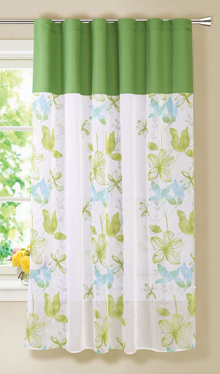 Штора готовая для гостиной Garden, на ленте, цвет: зеленый, размер 150* 180 см. С 4300 - W356 - W1687V5С 4300 - W356 - W1687V5 Штора готовая для гостиной Garden, на ленте, цвет: зеленый, размер 150* 180 см. С 4300 - W356 - W1687V5С 4300 - W356 - W1687V5Готовая тюлевая штора для гостиной Garden выполнена из микро батиста (100% полиэстера) с изящным цветочным принтом. Полупрозрачность материала, вуалевая текстура и нежная цветовая гамма привлекут к себе внимание и органично впишутся в интерьер комнаты. Штора крепится на карниз при помощи ленты, которая поможет красиво и равномерно задрапировать верх. Штора Garden великолепно украсит любое окно. Стирка при температуре 30°С.
