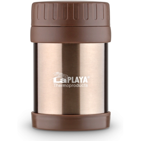 Термос для еды LaPlaya Food Container, цвет: коричневый, 350 мл560082 Термос для еды LaPlaya Food Container, цвет: коричневый, 350 мл560082Корпус термоса LaPlaya Food Container изготовлен из высококачественной нержавеющей стали с двумя стенками. Термос оснащен крышкой, благодаря которой сохраняется абсолютная герметичность. Изделие имеет большое горлышко, поэтому идеально подходит для салатов, закусок, первых и вторых блюд. Такой термос удобен в использовании и станет полезным подарком. Диаметр (по верхнему краю): 8 см. Диаметр основания: 8,5 см. Высота (с учетом крышки): 13,5 см.