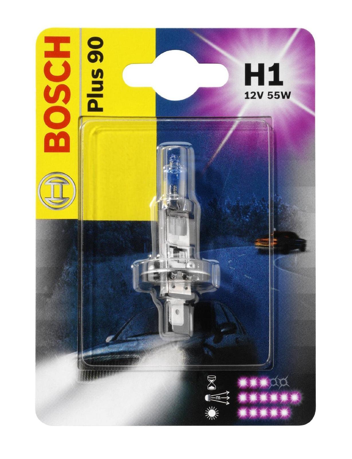 Лампа Bosch H1 +90 19873010761987301076 Лампа Bosch H1 +90 19873010761987301076Лампа галогенная Bosch H1 Plus 90 12V, 55W, 1 шт - источник света, у которого светящим элементом является вольфрамовая спираль. У лампы есть большой запас срока службы. Способна выдержать большое количество включений и выключений. Напряжение: 12 вольт