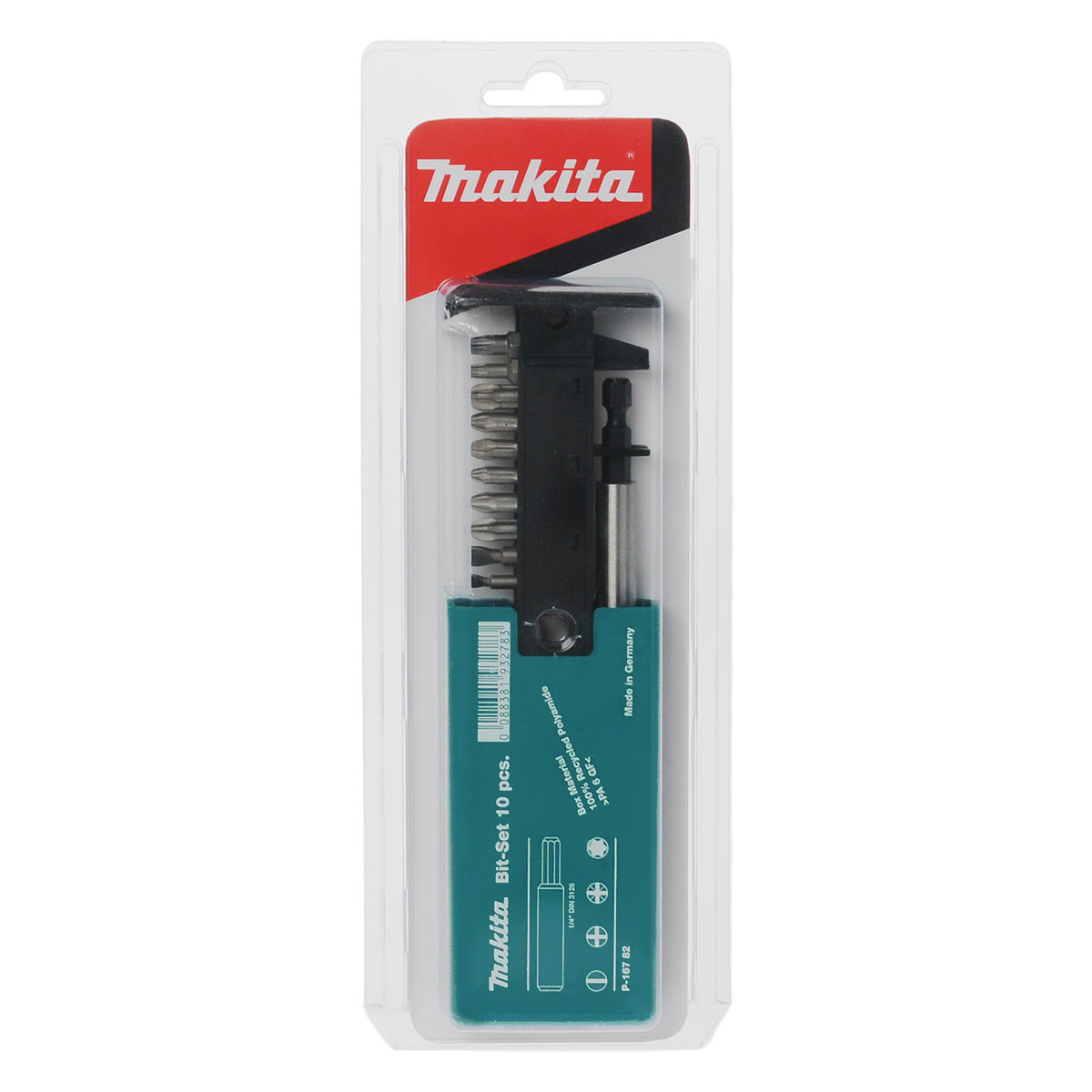 Набор бит Makita, с держателем, 10 шт121729 Набор бит Makita, с держателем, 10 шт121729Набор бит Makita предназначен для монтажа и демонтажа резьбовых соединений. Инструменты выполнены из высококачественной стали. В комплекте хранилище для бит и битодержатель. Состав набора: Биты: T15, T15, PH2 x 2, PZ1, PZ2 x 2, PZ3, SL4,5, SL6,5. Битодержатель.