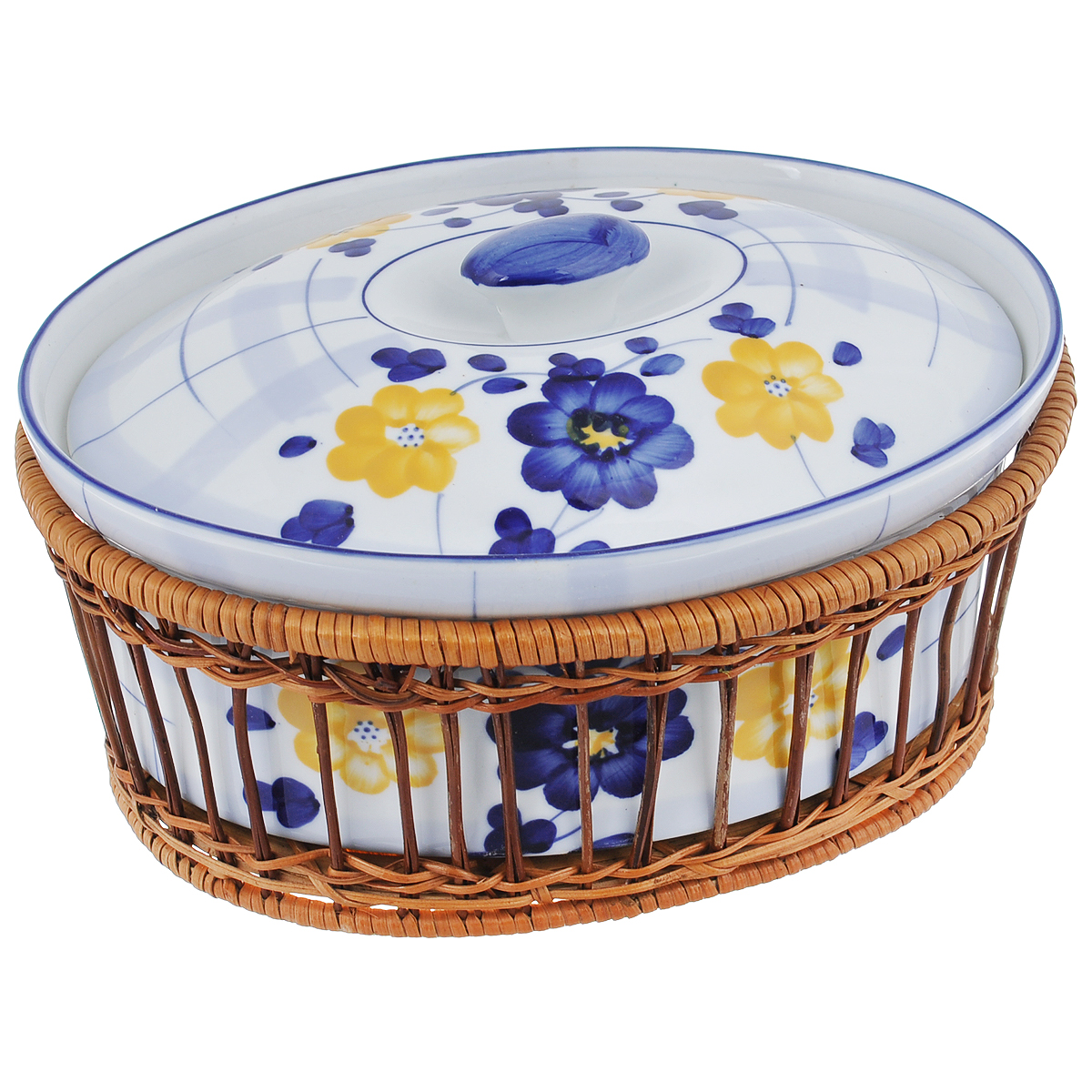 Супница Mayer & Boch с крышкой, на подставке, 2,3 л. 375375 Супница Mayer & Boch с крышкой, на подставке, 2,3 л. 375375Супница Mayer & Boch, изготовленная из жаропрочной керамики, подходит для любого вида пищи. Элегантный дизайн с ручной росписью идеально подходит для современного дома. В комплект входит крышка и плетеная корзина-подставка, изготовленная из ротанга. Изделия из керамики идеально подходят как для приготовления пищи, так и для подачи на стол. Материал не содержит свинца и кадмия. С такой супницей вы всегда сможете порадовать своих близких оригинальным блюдом. Форму можно использовать в духовке и холодильнике. Можно мыть в посудомоечной машине.