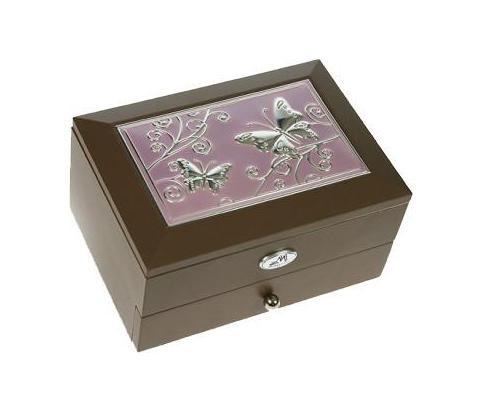 Шкатулка ювелирная MORETTO 2-х ярусная 18*13*10см 3995639956 Шкатулка ювелирная MORETTO 2-х ярусная 18*13*10см 3995639956Двухъярусная шкатулка Русские подарки MORETTO 39956 сохранит ваши ювелирные изделия в первозданном виде. С ней вы сможете внести в интерьер частичку элегантности. Модель станет оригинальным и стильным подарком. Материал: MDF, металл (алюминий), стекло, текстиль, ПМ; цвет: коричневый