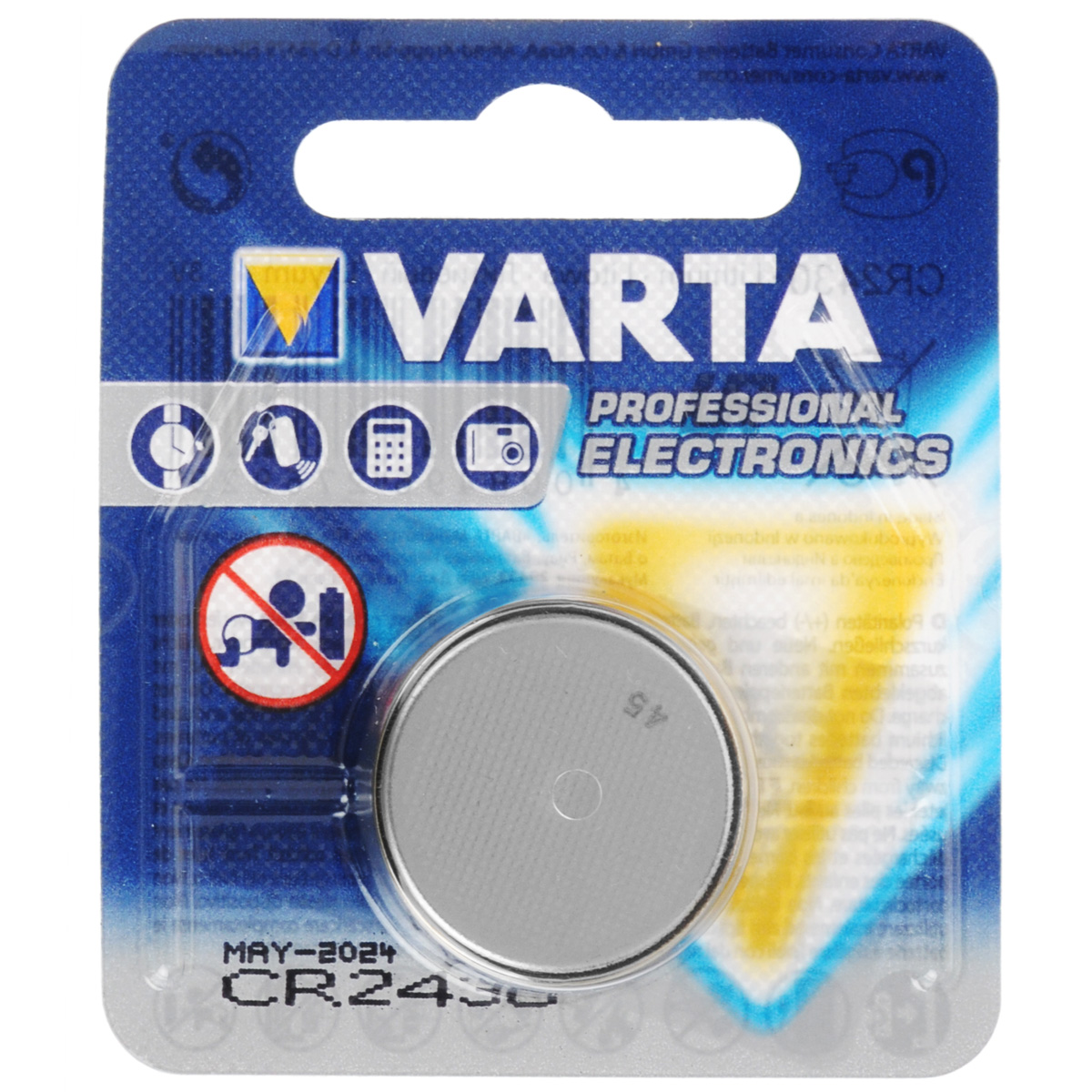 Батарейка Varta Professional Electronics, тип CR2430, 3В, 1 шт39435 Батарейка Varta Professional Electronics, тип CR2430, 3В, 1 шт39435Батарейка Varta Professional Electronics обеспечивает высокую энергию для автомобильных ключей, калькуляторов, фотоаппаратов и других электронных приборов.