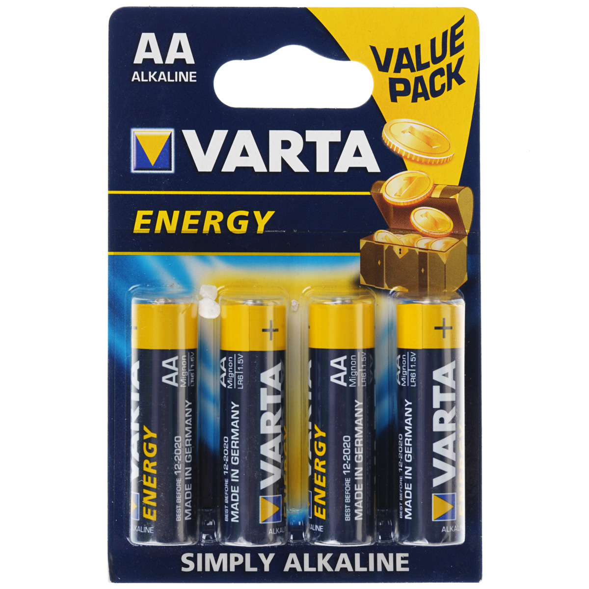 Батарейка Varta Energy, тип АА, 1,5В, 4 шт38561 Батарейка Varta Energy, тип АА, 1,5В, 4 шт38561Алкалиновые батарейки Varta Energy отличаются долгим сроком работы, подходят для аудио- видео- техники, а также другой электроники и бытовых приборов. Сделаны из качественных материалов.