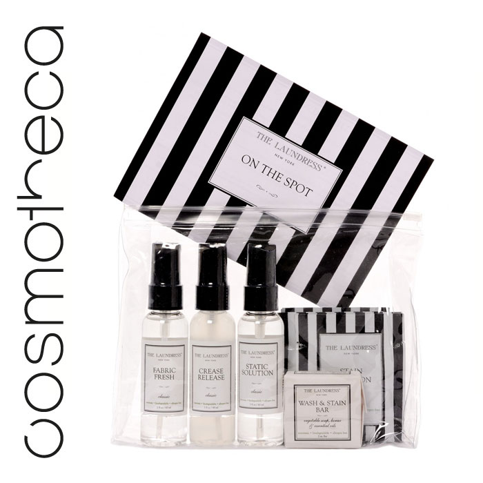 The Laundress Набор чистящих средств, дорожный On The Spot KitLNDROS001 The Laundress Набор чистящих средств, дорожный On The Spot KitLNDROS001Набор для ухода за одеждой для тех, кто не сидит на месте. Без него никак нельзя обойтись на вечеринке или загородом! В набор входит: 4 пакетика пятновыводителя (Stain Solution Pacquettes); 1 пятновыводящее мыло для стирки с ароматом “Классик” (Classic Wash & Stain Bar, 2 унции/56,7 г); 1 освежитель для тканей с ароматом “Классик” (Classic Fabric Fresh, 2 объемные унции/60 мл); 1 средство против складок (Crease Release, 2 fl. oz./60 мл); 1 антистатик (Static Solution, 2 объемные унции/60 мл) и краткое руководство с советами по выведению пятен.