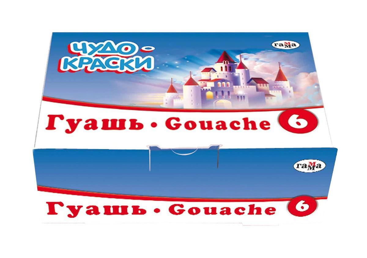 Гуашь Чудо-краски, 6 цветов221021 Гуашь Чудо-краски, 6 цветов221021Гуашь Чудо-краски предназначены для декоративно-оформительских работ и творчества детей. В набор входят шесть цветов: белый, желтый, красный, черный, бирюзовый, синий. Они легко наносятся на бумагу, картон и грунтованный холст. При высыхании приобретают матовую, бархатистую поверхность.