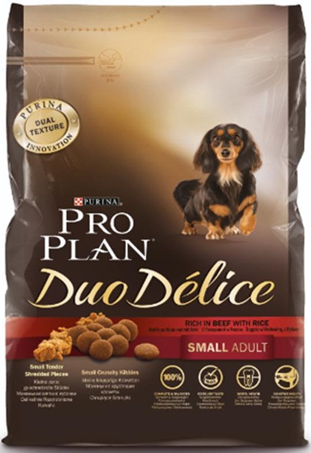 Корм сухой Pro Plan Duo Delice для собак мелких и карликовых пород, с говядиной и рисом, 700 г12251943 Корм сухой Pro Plan Duo Delice для собак мелких и карликовых пород, с говядиной и рисом, 700 г12251943Сухой корм Pro Plan Duo Delice - это полнорационный корм для взрослых собак мелких и карликовых пород. Это первый корм для собак, сочетающий в себе безупречные питательные свойства вместе с исключительным вкусом. Он состоит из уникального комплекса питательных хрустящих гранул и нежных измельченных кусочков мяса, которые собаки просто обожают. Состав: говядина (17%), пшеница, кукуруза, сухой белок птицы, животный жир, пшеничный глютен, сухая мякоть свеклы, рис (4%), минеральные вещества, вкусоароматическая кормовая добавка, пропиленгликоль, яичный порошок, рыбий жир, солодовая мука, витамины. Добавленные вещества (на 1 кг): витамин А 28200 МЕ; витамин D3 920 МЕ; витамин Е 550 МЕ; витамин С 140 мг; железо 75 мг; йод 1,9 мг; медь 10 мг; марганец 35 мг; цинк 140 мг; селен 0,12 мг. Технологические добавки: экстракт токоферолов натурального происхождения 60 мг/кг. Гарантируемые показатели: белок 27%, жир 17%, сырая зола 8%, сырая клетчатка 2%. Товар...