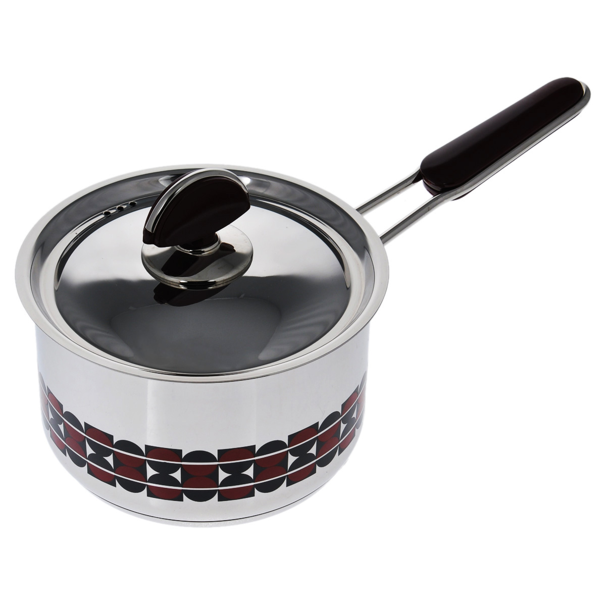 Ковш Kitchen-Art EX Pot с крышкой, 2,1 лZH3001 Ковш Kitchen-Art EX Pot с крышкой, 2,1 лZH3001Ковш Kitchen-Art EX Pot выполнен из высококачественной нержавеющей стали Премиум-ЛЮКС с зеркальной полировкой. Внешние стенки оформлены красивым геометричным рисунком в стиле Luxury. Дно изделия с трехслойным напылением, легкое, но очень прочное. Модный европейский дизайн, обтекаемые линии и формы. Для удобного использования ручка из нержавеющей стали оснащена бакелитовой вставкой бордового цвета. Крышка выполнена из нержавеющей стали со специальными отверстиями для выпуска пара. Подходит для всех типов плит, включая индукционные. Можно мыть в посудомоечной машине. Высота стенки: 10 см. Длина ручки: 15 см. Толщина стенки: 2 мм. Толщина дна: 4 мм. Диаметр дна: 14 см.
