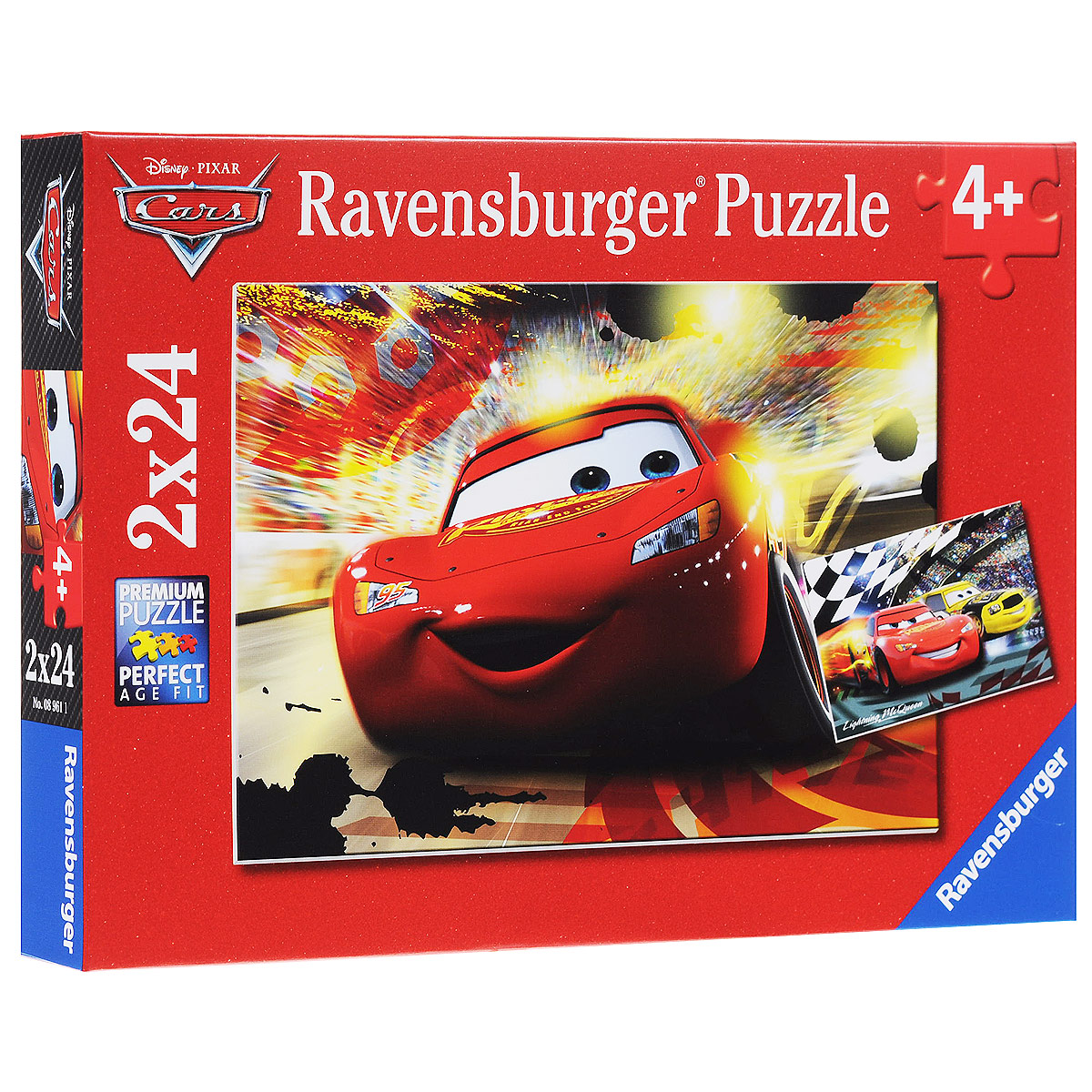 Ravensburger Тачки. Главный заезд. Пазл, 2 х 24 элементов08961 Ravensburger Тачки. Главный заезд. Пазл, 2 х 24 элементов08961Пазл Ravensburger Тачки. Главный заезд, без сомнения, придется по душе вам и вашему малышу. В набор входят два замечательных пазла по 24 детали с изображением героев мультфильма Тачки. Каждая деталь имеет свою форму и подходит только на своё место. Нет двух одинаковых деталей! Пазл изготовлен из картона высочайшего качества. Все изображения аккуратно отсканированы и напечатаны на ламинированной бумаге. Пазл - великолепная игра для семейного досуга. Сегодня собирание пазлов стало особенно популярным, главным образом, благодаря своей многообразной тематике, способной удовлетворить самый взыскательный вкус. А для детей это не только интересно, но и полезно. Собирание пазла развивает мелкую моторику у ребенка, тренирует наблюдательность, логическое мышление, знакомит с окружающим миром, с цветом и разнообразными формами.