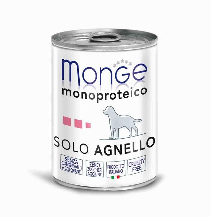 Консервы для собак Monge Monoproteico Solo, паштет из ягненка, 400 г70014236 Консервы для собак Monge Monoproteico Solo, паштет из ягненка, 400 г70014236Консервы для собак Monge Monoproteico Solo - монобелковый паштет с мясом ягненка для собак. Состав: свежая баранина (соответствует 100% использованного мяса), минеральные вещества, витамины. В данном продукте нет клейковины, красителей, консервантов, а также глютена. Технологические добавки: загустители и желирующие вещества. Анализ компонентов: сырой белок 8%, сырые масла и жиры 6%, сырая клетчатка 0,5%, сырая зола 1,6%, влажность 80%. Витамины и добавки на 1 кг: витамин А 2500 МЕ, витамин D3 300 МЕ, витамин Е 7 мг. Товар сертифицирован.