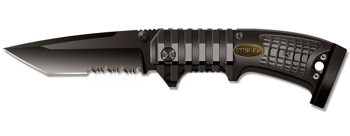 Нож складной Stinger SA-583B, цвет: черный, 9 см6900000431467 Нож складной Stinger SA-583B, цвет: черный, 9 см6900000431467Нож Stinger SA-583B всегда найдет себе применение на даче или в гараже, на рыбалке или охоте. Малые габариты делают его удобным при частой транспортировке. Лезвие выполнено из высококачественной нержавеющей стали. В открытом состоянии нож фиксируется при помощи замка Liner Lock, что значительно повышает безопасность. Благодаря особой форме ручки Stinger SA-583B можно открывать одной рукой. Данная модель имеет полусерейторную заточку, что позволяет отлично резать плотную ткань, канаты и другие волокнистые материалы.