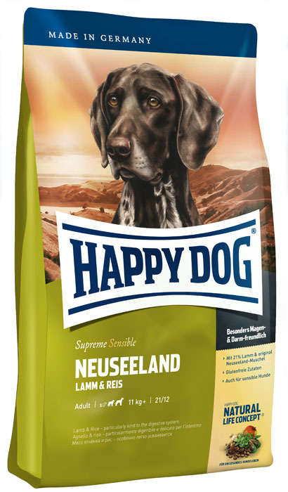 Корм сухой для собак Happy Dog Neuseeland, с ягненком и рисом, 12,5 кг15315 Корм сухой для собак Happy Dog Neuseeland, с ягненком и рисом, 12,5 кг15315Корм сухой для собак Happy Dog Neuseeland - необыкновенно вкусный полнорационный корм Премиум класса в форме аппетитных крокетов. Предназначен для собак весом от 11 кг. Корм содержит 21% мяса ягненка, 21% риса и приготавливается с добавлением ценного зеленогубого новозеландского моллюска. Этот корм идеально подходит всем привередливым и разборчивым в еде собакам средних и крупных пород. Happy Dog Neuseeland - идеальный вариант для кормления чувствительных к кормам собак с учетом их особых потребностей: содержит только тщательно отобранные компоненты, отличается особо бережной технологией приготовления и оптимизированным уровнем белков и энергии. Эксклюзивная рецептура дополнена уникальным Natural Life Concept из натуральных ингредиентов. Состав: мясо ягненка (21%), рисовая мука (21%), кукурузная мука, кукуруза, птичий жир, гидролизат печени, свекольная пульпа, масло из семян подсолнечника, яблочная пульпа (1%), рапсовое масло, цельное яйцо, хлорид ...