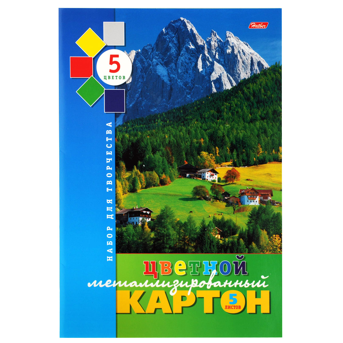 Цветной картон Hatber Пейзаж, металлизированный, 5 листов5Кц4мт_07242 Цветной картон Hatber Пейзаж, металлизированный, 5 листов5Кц4мт_07242Цветной металлизированный картон Hatber Пейзаж позволит вашему ребенку создавать всевозможные аппликации и поделки. Набор состоит из пяти листов картона зеленого, красного, синего, серебристого и золотистого цветов. Картон упакован в картонную папку, оформленную рисунком с изображением природы. Создание поделок из цветного картона поможет ребенку в развитии творческих способностей, кроме того, это увлекательный досуг. Рекомендуемый возраст - от 6 лет.