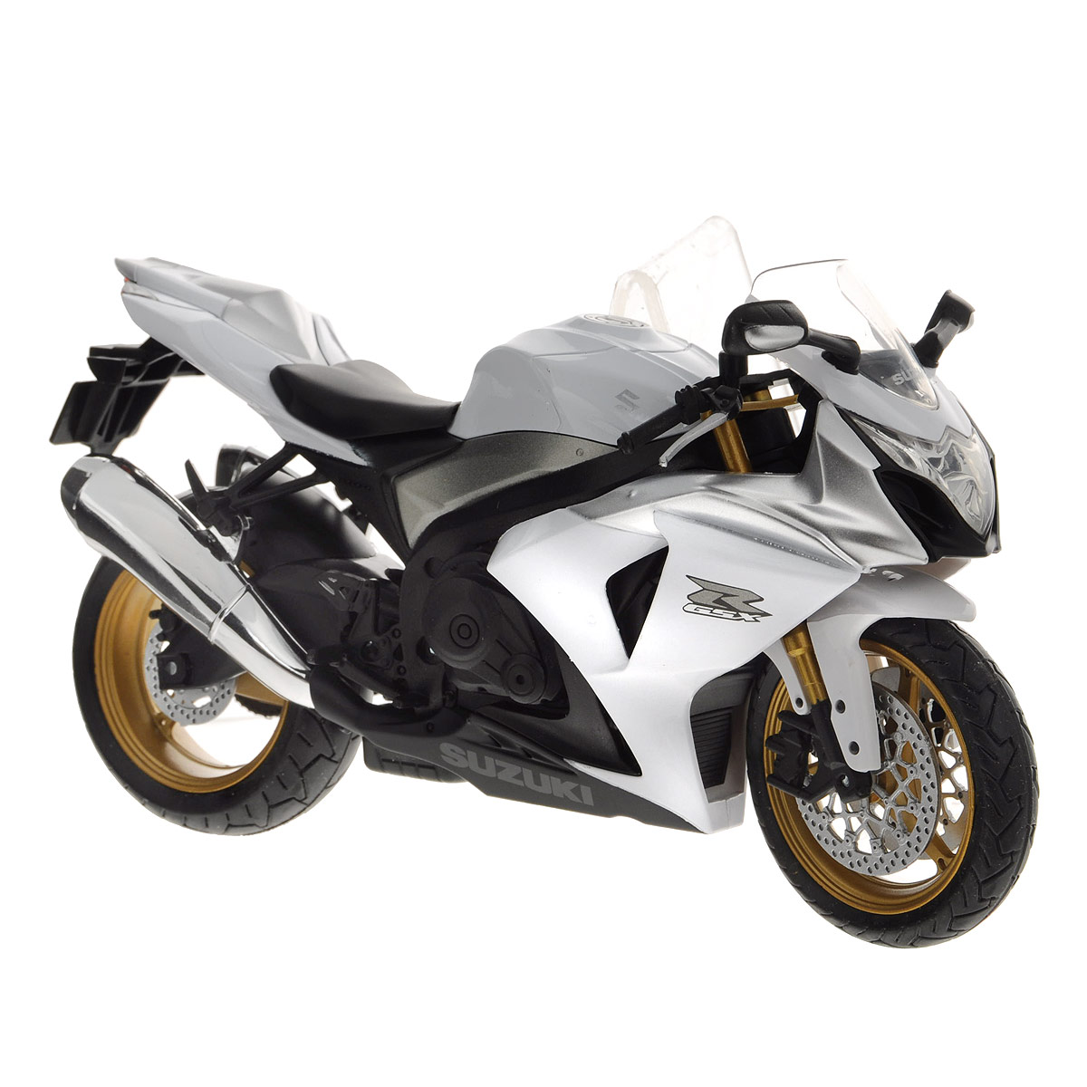 Autotime Коллекционная модель Мотоцикл Suzuki GSX-R1000, цвет: черный, белый34228W-RUS Autotime Коллекционная модель Мотоцикл Suzuki GSX-R1000, цвет: черный, белый34228W-RUSКоллекционная модель Autotime Мотоцикл Suzuki GSX-R1000 представляет собой точную копию мотоцикла Suzuki GSX-R1000. Модель имеет металлический корпус с элементами из пластика. Колеса и руль игрушки вращаются. Мотоциклы серии ELITE - это детализация высшего уровня, проработка мельчайших деталей, отличная прокраска как мелких, так и крупных элементов. Большой масштаб (1:12), и высокотехнологичное оборудование, позволяют передать все тонкости и нюансы настоящего мотоцикла - тормозные диски, выхлопную систему, рабочий амортизатор с пружиной и многое другое. По уровню исполнения эти модели по праву называются элитными. Такая модель придется по вкусу как детям, так и взрослым коллекционерам. Великолепное качество исполнения сделает ее не только увлекательной игрушкой, но и достойной частью коллекции.