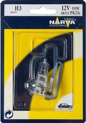 Лампа автомобильная Narva H3 12V-55W (PK22s) (1шт.) 4832148321 (бл.1) Лампа автомобильная Narva H3 12V-55W (PK22s) (1шт.) 4832148321 (бл.1)Лампа автомобильная H3 12V- 55W (PK22s) (блистер 1шт.) (Narva). 48321 (бл.1) - обладают ярким эффектным светом и компактными размерами. У лампы есть большой запас срока службы. Способна выдержать большое количество включений и выключений. Напряжение: 12 вольт