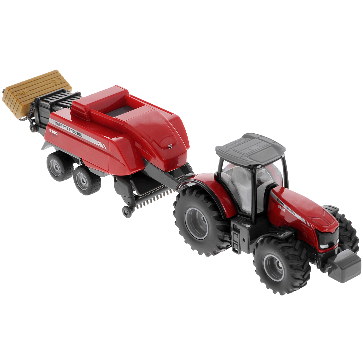 Siku Трактор Massey-Ferguson с кипоукладчиком1951 Siku Трактор Massey-Ferguson с кипоукладчиком1951Коллекционная модель Siku Трактор с кипоукладчиком выполнена в виде точной копии трактора с кипоукладчиком в масштабе 1/50. Такая модель понравится не только ребенку, но и взрослому коллекционеру и приятно удивит вас высочайшим качеством исполнения. Корпус трактора и шасси кипоукладчика выполнены из металла, кузов кипоукладчика и кабина трактора из пластика, а стекла кабины трактора из прозрачного пластика. В комплект входит брикет сенаКузов кипоукладчика прицепляется к трактору с помощью дополнительного прицепа с седельным сцепным устройством. Кабина трактора снимается. Колесики модели вращаются. Коллекционная модель отличается великолепным качеством исполнения и детальной проработкой, она станет не только интересной игрушкой для ребенка, интересующегося агротехникой, но и займет достойное место в коллекции.