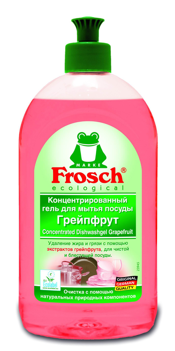 Гель для мытья посуды "Frosch", концентрированный, с ароматом грейпфрута, 0,5 л Гель для мытья посуды "Frosch", концентрированный, с ароматом грейпфрута, 0,5 л