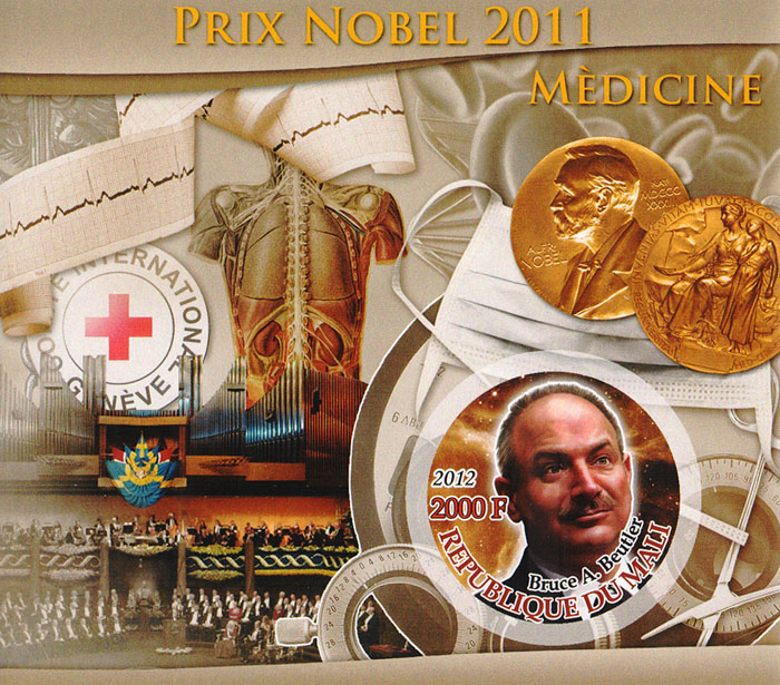Почтовый блок Брюс А. Бутлер из серии Нобелевская Премия 2011. Мали, 2012K421306 Почтовый блок Брюс А. Бутлер из серии Нобелевская Премия 2011. Мали, 2012K421306Почтовый блок Брюс А. Бутлер из серии Нобелевская Премия 2011. Мали, 2012. Размер блока: 10 х 11.5 см. Размер марок: 3.5 х 3.5 см. Сохранность хорошая.