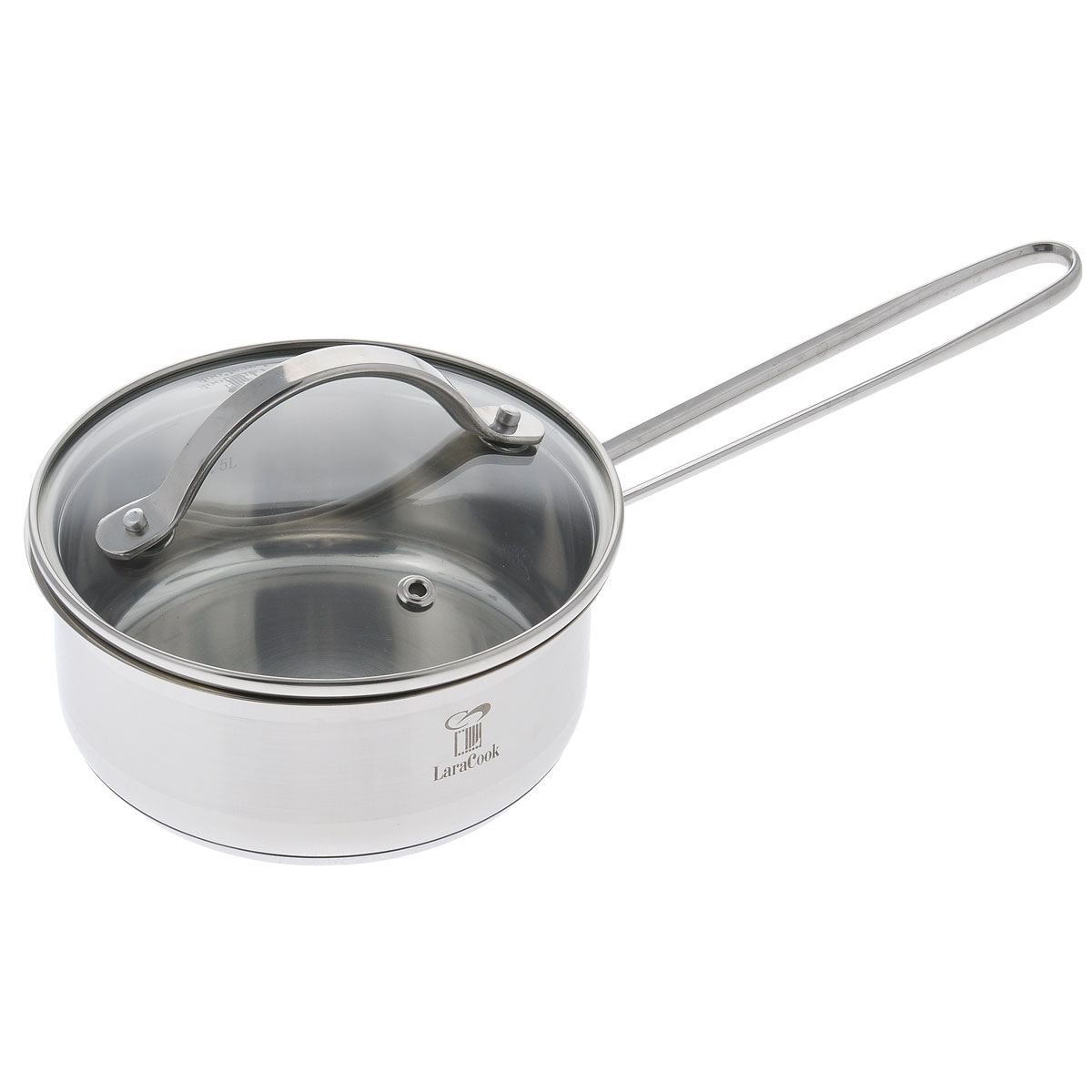 Ковш LaraCook Provance с крышкой, 0,8 лLC-0121 Ковш LaraCook Provance с крышкой, 0,8 лLC-0121Ковш LaraCook Provance изготовлен из высококачественной нержавеющей стали 18/10, которая отличается прочностью, устойчивостью к коррозии и отсутствием вредных соединений при контакте с продуктами. Нержавеющая сталь 18/10 зарекомендовала себя как идеальный материал для кухонной посуды. Капсулированное дно обеспечивает идеальное распределение тепла. Изделие имеет удобную ручку эргономичной формы. Надежное крепление ручки гарантирует безопасность использования. Удобные отметки литража на внутренней поверхности посуды позволяют не использовать при приготовлении дополнительную мерную посуду. Комбинированная крышка из высококачественной нержавеющей стали и жаропрочного стекла позволяет следить за процессом приготовления, не открывая крышки. Специальное отверстие для выхода пара позволяет готовить с закрытой крышкой, предотвращая выкипание. Сочетание зеркальной и матовой полировки придает посуде стильный внешний вид. Подходит для всех типов плит, включая...