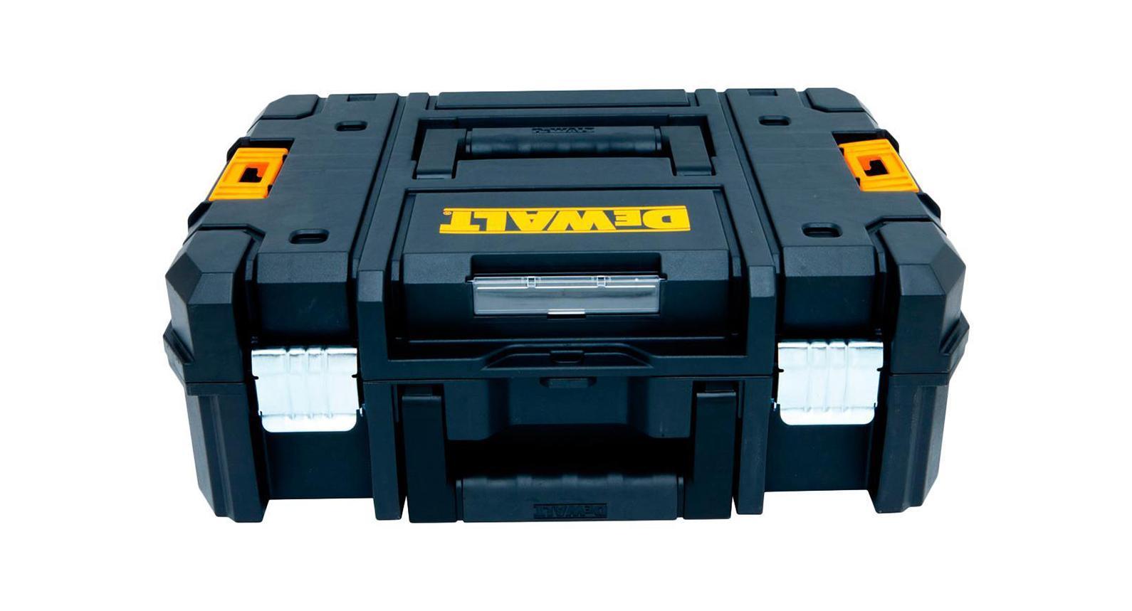 Ящик для инструмента DeWalt TSTAK IIDWST1-70703 Ящик для инструмента DeWalt TSTAK IIDWST1-70703Ящик для инструментов DeWALT DWST1-70703 оснащен двухкомпонентной рукояткой и двумя надежными металлическими защелками. Он предназначен для переноски и хранения различного вида инструмента. Его корпус изготовлен из прочного пластика.