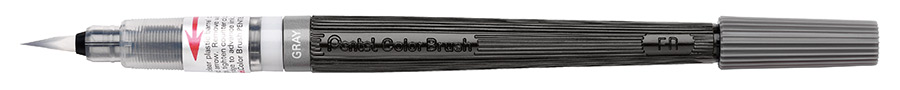 Кисть с краской Pentel Colour Brush, цвет: серыйXGFL-137 Кисть с краской Pentel Colour Brush, цвет: серыйXGFL-137Кисть с краской Pentel Colour Brush предназначена для работы в акварельной технике. Наконечник кисти изготовлен из высококачественного нейлона, что позволяет наносить краску не только штрихами и тонкими линиями, но и закрашивать целые фрагменты. Яркий слой краски ложится мягко и сохнет очень быстро. Смешиванием разных красок можно добиться необычного эффекта. При добавлении воды цвет становится намного нежнее и появляется мягкость и тонкость переходов цвета. Кисть содержит сменный картридж FR с чернилами на водной основе.