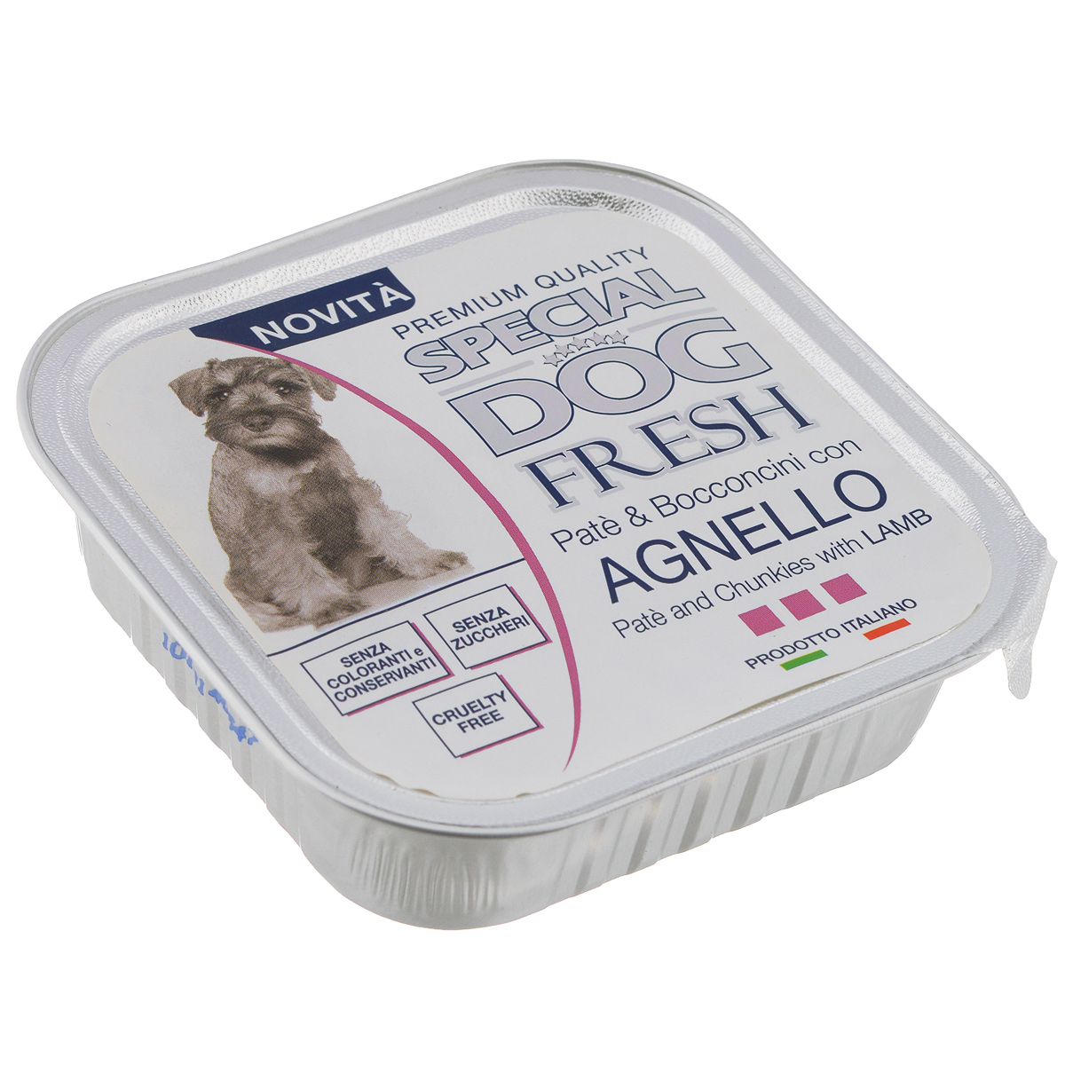 Консервы для собак Monge Special Dog Fresh, с ягненком, 150 г70008648 Консервы для собак Monge Special Dog Fresh, с ягненком, 150 г70008648Консервы для собак Monge Special Dog Fresh - это полноценный сбалансированный корм для собак. Паштет из мяса ягненка. Состав: свежее мясо 80% (мин. 10% мяса ягненка), минеральные вещества, витамины. Технологические добавки: загустители и желирующие вещества. В данном продукте нет клейковины. Анализ компонентов: протеин 9%, жир 7%, сырая клетчатка 0,5%, сырая зола 1,2%, влажность 82%. Витамины и добавки на 1 кг: витамин А 2500 МЕ, витамин D3 300 МЕ, витамин Е 7 мг. Товар сертифицирован.