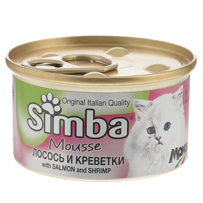 Консервы для кошек Monge Simba, мусс с лососем и креветками, 85 г70009430 Консервы для кошек Monge Simba, мусс с лососем и креветками, 85 г70009430Консервы для кошек Monge Simba - это полноценный сбалансированный корм для кошек. Мусс с лососем и креветками. Ежедневная норма для кошки среднего размера (3-4 кг) - 400 г. Порцию можно разделить на несколько приемов. Состав: рыба и рыбные субпродукты (лосось 7%, креветки 7%), мясо и мясные субпродукты, злаки, минеральные вещества. Анализ компонентов: сырой белок 11%, сырой жир 2,5%, сырая клетчатка 0,5%, сырая зола 2%, влажность 78%. Витамины и добавки на 1 кг: витамин D3 250 МЕ, витамин Е 5 мг, загустители, желирующие вещества. Товар сертифицирован.