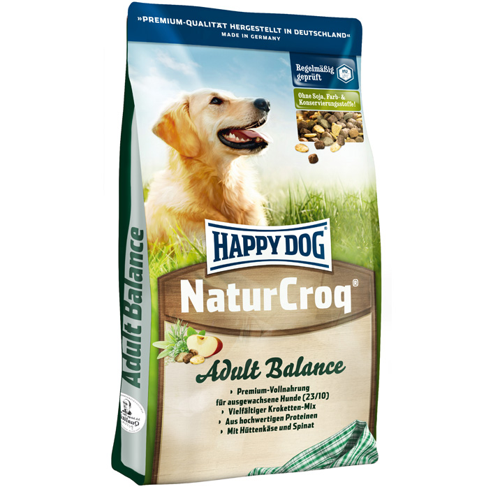 Корм сухой Happy Dog Natur Croq Balance для активных взрослых собак, 15 кг31477 Корм сухой Happy Dog Natur Croq Balance для активных взрослых собак, 15 кг31477Сухой корм Happy Dog Natur Croq Balance - полнорационный сбалансированный корм для взрослых собак с нормальными и слегка повышенными потребностями в энергии. - Легкоусвояемая смесь разных гранул - вкусное удовольствие! - Домашний сыр и экстракт дрожжей положительно влияют на пищеварение и функции кишечника. Поэтому сухой корм Natur Croq Balance подходит чувствительным собакам. - Вследствие слегка повышенного содержания энергии Natur Croq Balance отлично подходит активным собакам, занимающимся аджилити, спортом и подвижными играми. Состав: птица, цельнозерновая пшеница, пшеничная мука, цельнозерновая кукуруза, кукурузная мука, рисовая мука, овсяная мука, цельнозерновой ячмень, мясная мука, рыба, птичий жир, говяжий жир, свекольная пульпа, гидролизат печени, яблочная пульпа (0,8%), хлорид натрия, домашний сыр (0,3%), морковь (0,1%), дрожжи (экстракт, 0,1%), шпинат (0,08%), люцерна (0,08%). Аналитические составляющие: сырой протеин...