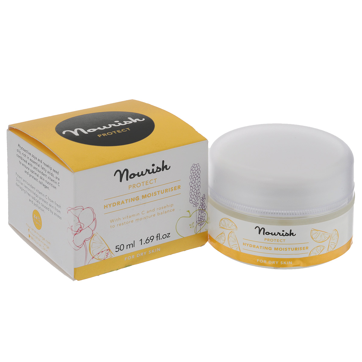 Nourish Крем для лица Protect Hydrating Moisturiser, защитный, увлажняющий, для сухой кожи, 50 млУТ000000994 Nourish Крем для лица Protect Hydrating Moisturiser, защитный, увлажняющий, для сухой кожи, 50 млУТ000000994Бодрящий аромат и уникальные свойства масел апельсина и мандарина в составе защитного увлажняющего крема Protect Hydrating Moisturiser для сухой кожи - залог прекрасного самочувствия в период зимнего дефицита солнца, резкого снижения влаги в сухом воздухе помещений и на улице. На 84% состоит из органических компонентов. Благодаря дополнительным органическим маслам шиповника и подсолнечника крем естественным образом защищает питает, насыщает и увлажняет вашу кожу. Алоэ вера барбаденсис - бесценная кладовая витаминов, открывает и очищает поры, увлажняет и подтягивает кожу, стимулирует регенерацию клеток, а также снимает воспаление и раздражение. Рекомендован для ежедневного ухода. Товар сертифицирован.