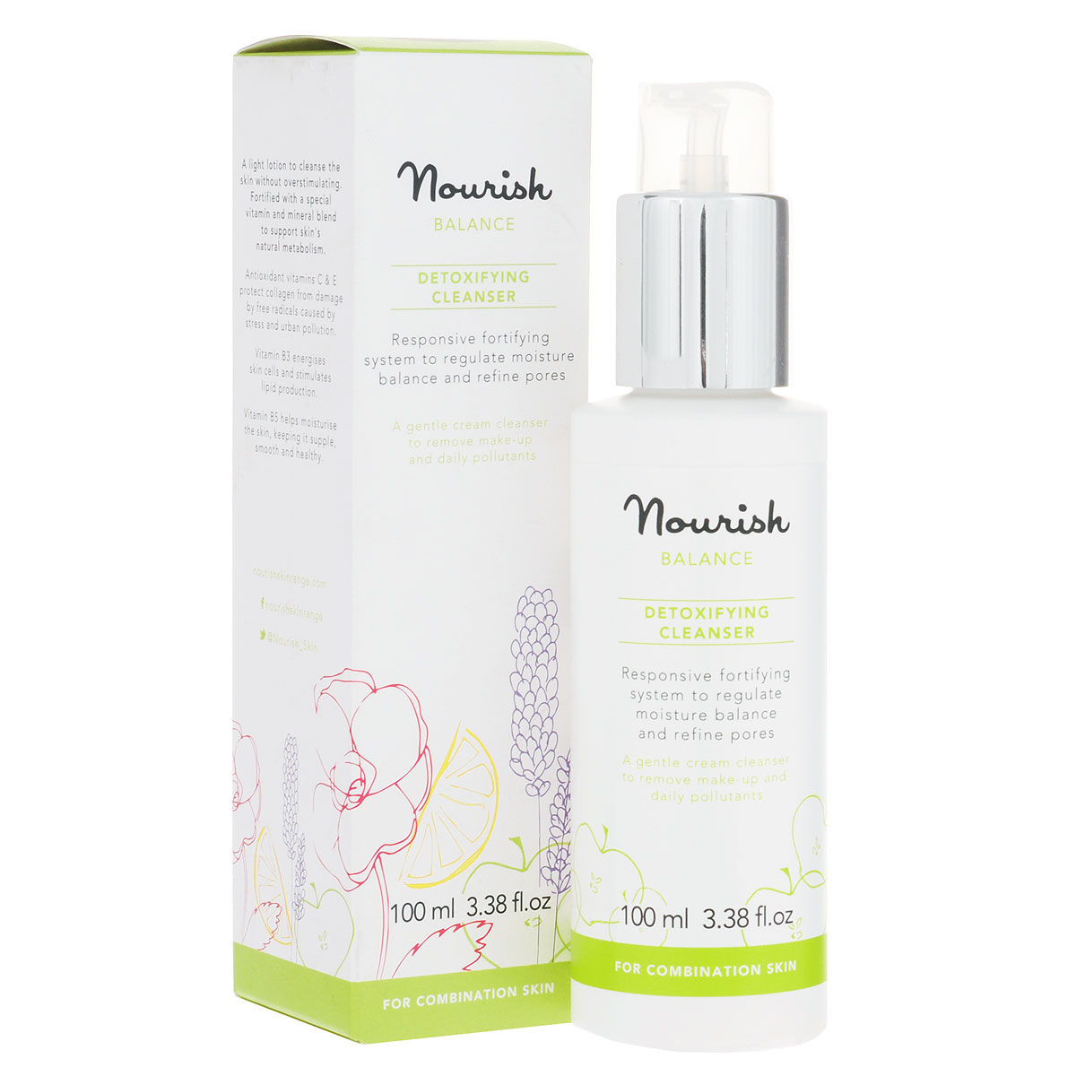 Nourish Молочко для лица Balance Detoxifying Cleanser, очищающее, для комбинированной кожи, 100 млУТ000001027 Nourish Молочко для лица Balance Detoxifying Cleanser, очищающее, для комбинированной кожи, 100 млУТ000001027Нежное очищающее молочко Nourish Balance Refreshing Cleanser на основе яблочной воды и экстракта яблока для смешанного (комбинированного) типа кожи деликатно удаляет макияж и эффективно очищает кожу от загрязнений. Сбалансированное сочетание легких эмолентов (масел семян подсолнечника, семян абиссинской горчицы) дарит коже ощущение легкости и свежести, а антисептические свойства такого компонента как левулинат натрия, способствуют восстанавливает естественного баланса комбинированной кожи. На 94% состоит из органических компонентов. Товар сертифицирован.