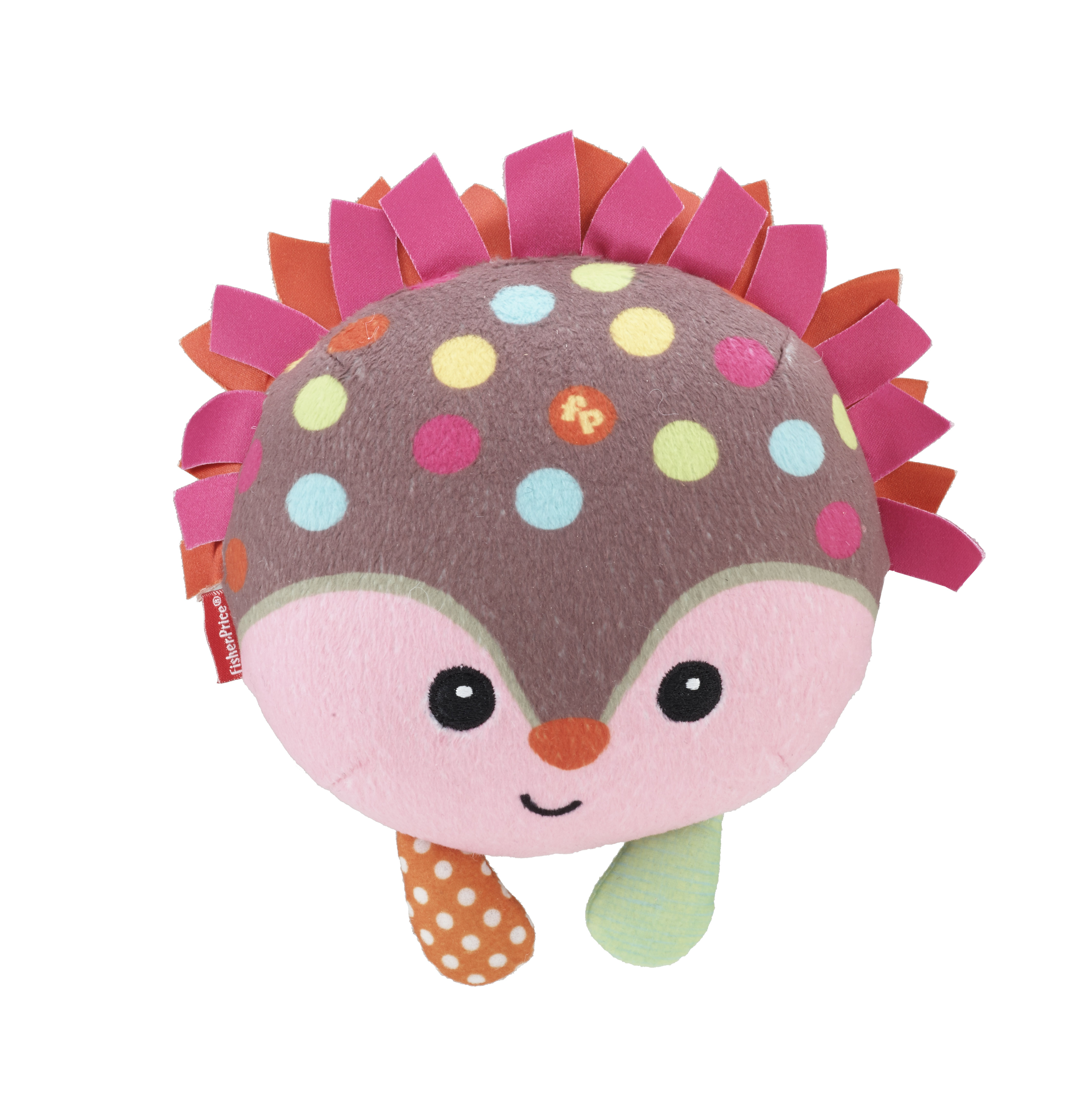 Fisher-Price Игрушка Веселые друзья: Ежик, со звуковыми эффектамиCGD04_CDC09 Fisher-Price Игрушка Веселые друзья: Ежик, со звуковыми эффектамиCGD04_CDC09Забавная развивающая игрушка Fisher-Price Веселые друзья: Ежик приведет в восторг вашего малыша. Она выполнена из мягкого, приятного на ощупь текстильного материала в виде забавного ежика. Лапки ежика оформлены разнообразными узорами. Потрясите игрушку или нажмите ей на животик - и она начнет задорно смеяться. Пусть ваш малыш обнимет своего нового мягкого плюшевого друга! Ежик ответит ему радостным хихиканьем и забавными звуками. Яркие цвета, веселые узоры и мягкая текстура помогут малышу улучшить навыки восприятия. Такая игрушка позволит малышу весело и с пользой провести время, и поможет ему развить тактильные ощущения, мелкую моторику, зрительно-цветовое и слуховое восприятие. Рекомендуется докупить 2 батарейки типа AАА (товар комплектуется демонстрационными).