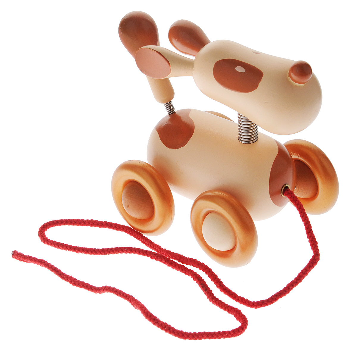 Djeco Деревянная игрушка-каталка Собачка Карамель06358 Djeco Деревянная игрушка-каталка Собачка Карамель06358Деревянная игрушка-каталка Djeco Собачка Карамель выполнена из дерева с использованием нетоксичных красок в виде забавной собачки с головкой и хвостиком на металлических пружинках. Края игрушки закруглены, чтобы избежать вероятности травмирования. Каталка оснащена четырьмя колесиками. За текстильный шнурок малыш сможет возить собачку за собой. Игрушка-каталка Djeco Собачка Карамель развивает пространственное мышление, цветовое восприятие, ловкость, равновесие и координацию движений. Симпатичная каталка в виде собачки превратит непростое для малыша движение ножками в чудесную игру.