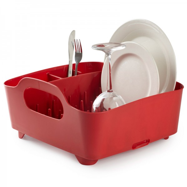 Сушилка для посуды Umbra Tub, цвет: красный, 34,5 см х 37 см х 18 см330590-505 Сушилка для посуды Umbra Tub, цвет: красный, 34,5 см х 37 см х 18 см330590-505Сушилка для посуды Umbra Tub выполнена из полипропилена - высокопрочного нескользящего материала. Компактный дизайн изделия создает огромное пространство для хранения и сушки посуды. Несколько отсеков, которые позволяют уместить приборы, чашки, тарелки, и при этом они все будут на своем месте. В ней даже можно сушить бокалы и стаканы, благодаря специальным шипам, они не будут скользить. Сушилка ставится прямо в раковину. Благодаря ножкам, вода не будет застаиваться под сушилкой. Для удобства переноски изделие имеет удобные ручки.