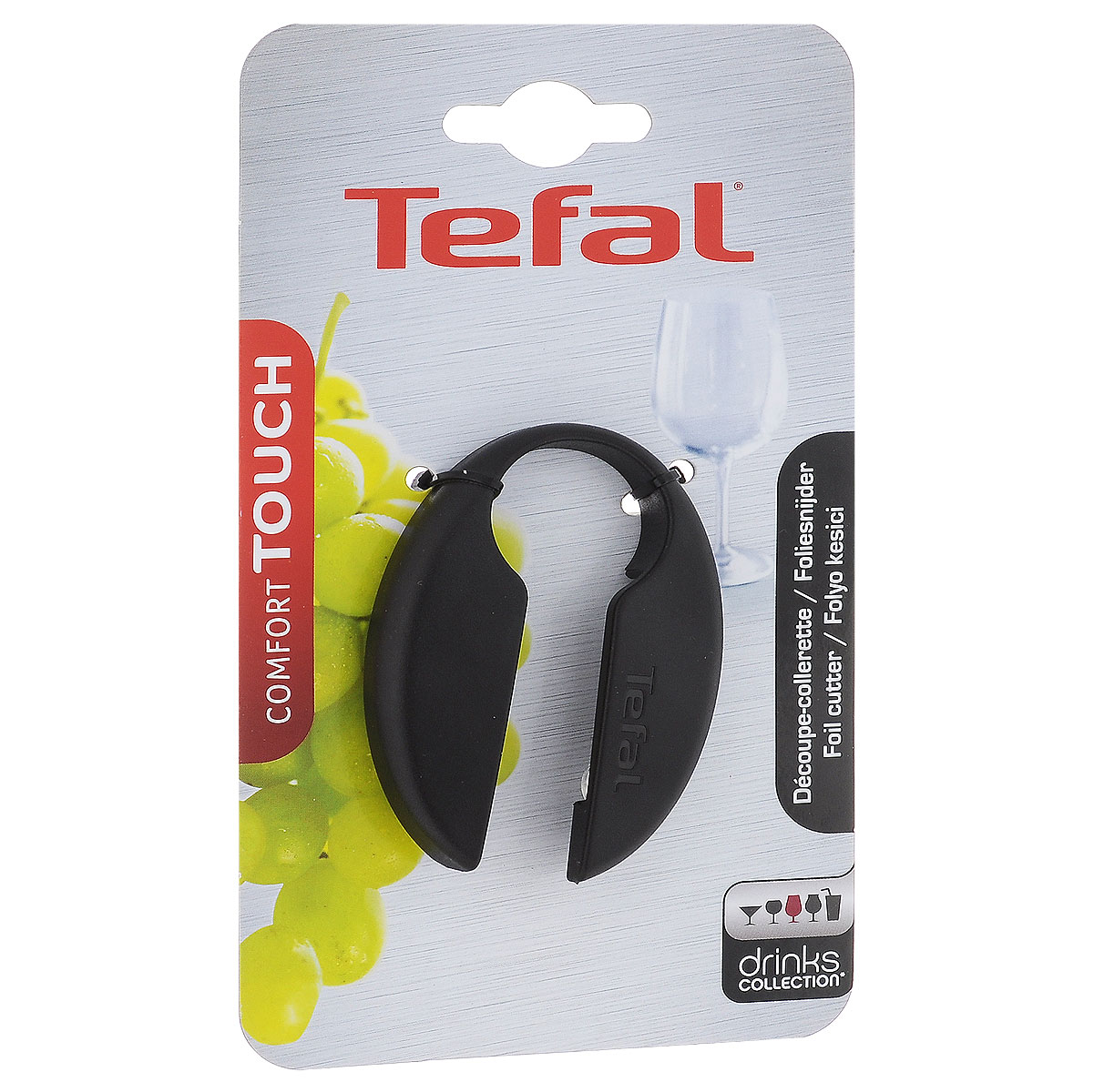Прибор для снятия фольги Tefal Comfort Touch, цвет: черныйK0692914 Прибор для снятия фольги Tefal Comfort Touch, цвет: черныйK0692914Прибор для снятия фольги Tefal Comfort Touch изготовлен из пластика и металла. Четыре круглых крутящихся лезвия помогут вам моментально разрезать и снять фольгу с бутылки без лишних усилий.
