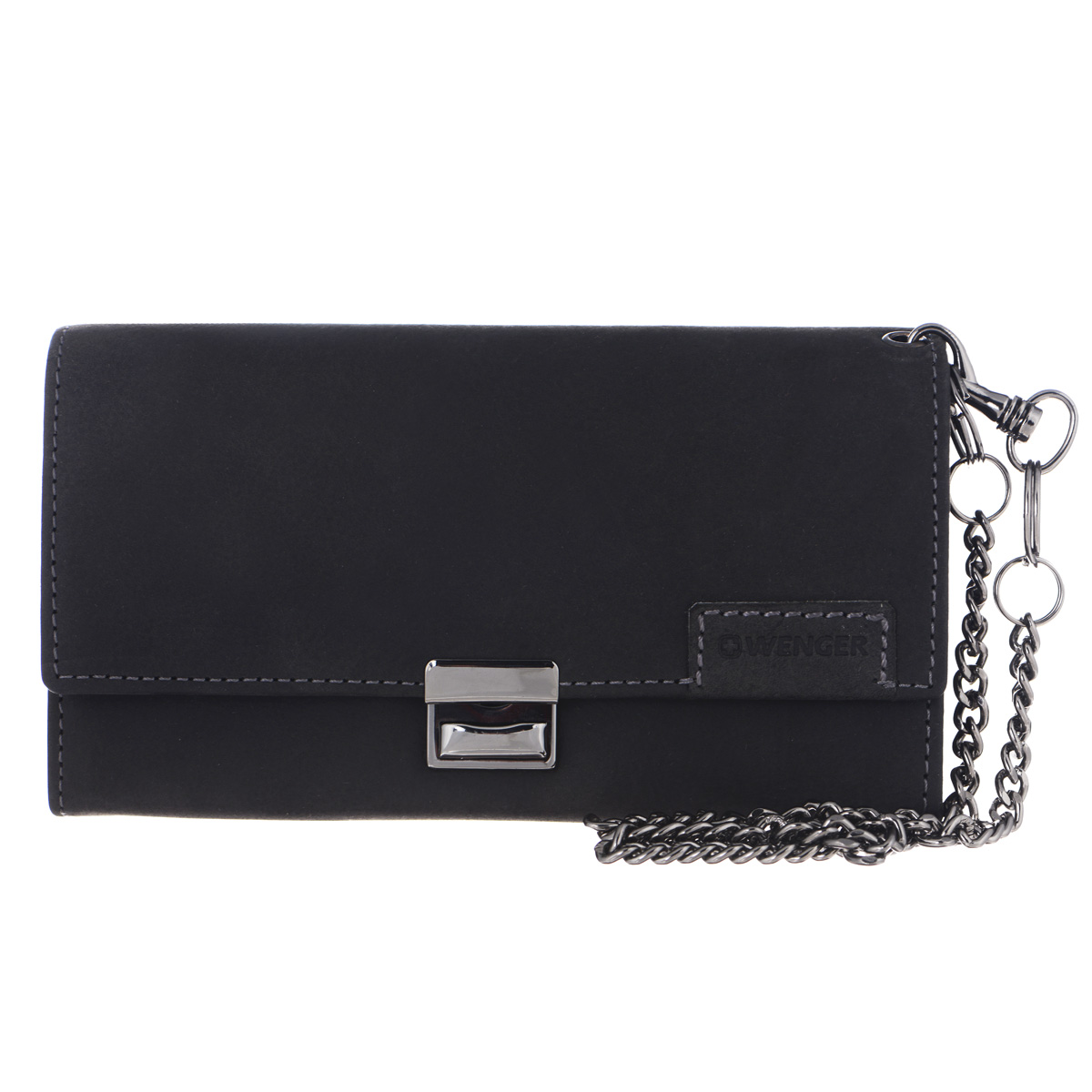 Портмоне мужское Wenger, цвет: черный. W11-18W11-18BLACK Портмоне мужское Wenger, цвет: черный. W11-18W11-18BLACKИзысканное мужское портмоне Wenger изготовлено из натурального нубука и оформлено декоративной прострочкой, а также тисненым логотипом и названием бренда на лицевой стороне. Изделие закрывается на замок-клапан, для которого в этой модели предусмотрено три отверстия. Внутри - четыре отделения для купюр, один отсек для мелочи на застежке-молнии и два кармана для бумаг. Обратная сторона дополнена сетчатым карманом. Изделие оснащено удобной ручкой-цепочкой. Портмоне упаковано в фирменную коробку. Модное портмоне Wenger займет достойное место среди вашей коллекции аксессуаров. По всем вопросам гарантийного и постгарантийного обслуживания рюкзаков, чемоданов, спортивных и кожаных сумок, а также портмоне марок Wenger и SwissGear вы можете обратиться в сервис-центр, расположенный по адресу: г. Москва, Саввинская набережная, д.3. Тел: (495) 788-39-96, (499) 248-56-56, ежедневно с 9:00 до 21:00. Подробные условия гарантийного обслуживания приведены в...