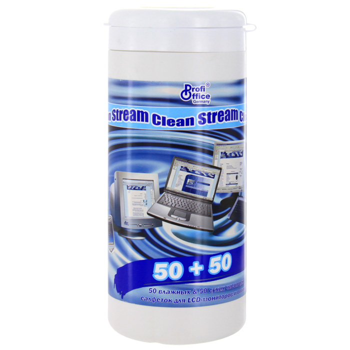 Чистящие салфетки для LCD-мониторов и оптики ProfiOffice Clean Stream, 50 шт влажных + 50 шт сухих19815 Чистящие салфетки для LCD-мониторов и оптики ProfiOffice Clean Stream, 50 шт влажных + 50 шт сухих19815Чистящие салфетки для LCD-мониторов и оптики ProfiOffice Clean Stream позволят вам провести полноценную очистку экрана монитора. Салфетки предназначены для очистки CRT-мониторов, LCD-мониторов, ноутбуков, телевизоров и прочих поверхностей из стекла. Влажные салфетки эффективно удаляют грязь и пыль, освежают и дезинфицируют поверхность, снимают статическое электричество. Использование сухих салфеток позволяет избежать разводов на поверхности экранов и достичь оптимального результата. Компания ProfiOffice основана в Германии в 2000 году. ProfiOffice идет в ногу со временем, предлагая своему клиенту оборудование, объединяющее традиционно немецкое качество и прогрессивные современные технологии, тем самым, выполняя миссию компании - сделать рабочее место как можно более эффективным. Широкий ассортимент, качество и надежность, длительная гарантия и грамотные консультации, полный комплекс услуг и товаров во многих магазинах мира, открытость - вот киты, на которых...