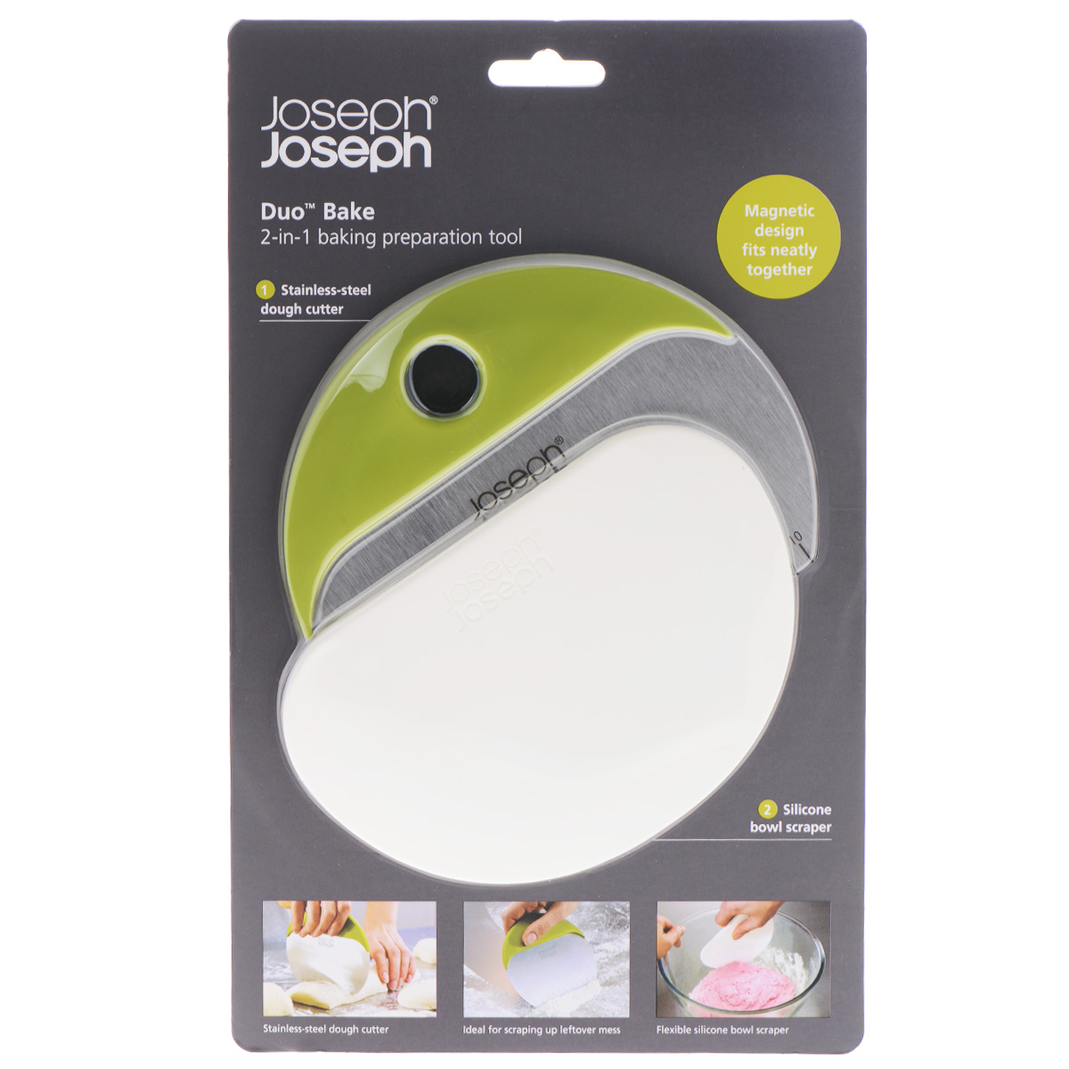 Нож-скребок для теста Joseph Joseph Duo Bake, цвет: белый, зеленый40017 Нож-скребок для теста Joseph Joseph Duo Bake, цвет: белый, зеленый40017Нож-скребок для теста Joseph Joseph Duo Bake соединяет в себе сразу несколько функций, упрощая тем самым процесс приготовления теста. Силиконовой стороной вы можете счистить тесто с краев миски, а при помощи лезвия из нержавеющей стали с мерными делениями нарежете тесто на кусочки любого размера. Силиконовую часть можно использовать после завершения процесса готовки, чтобы очистить поверхность стола от муки. Размер ножа: 13,5 см х 11 см х 0,6 см. Размер скребка: 14 см х 9 см х 0,5 см. Не рекомендуется мыть в посудомоечной машине.