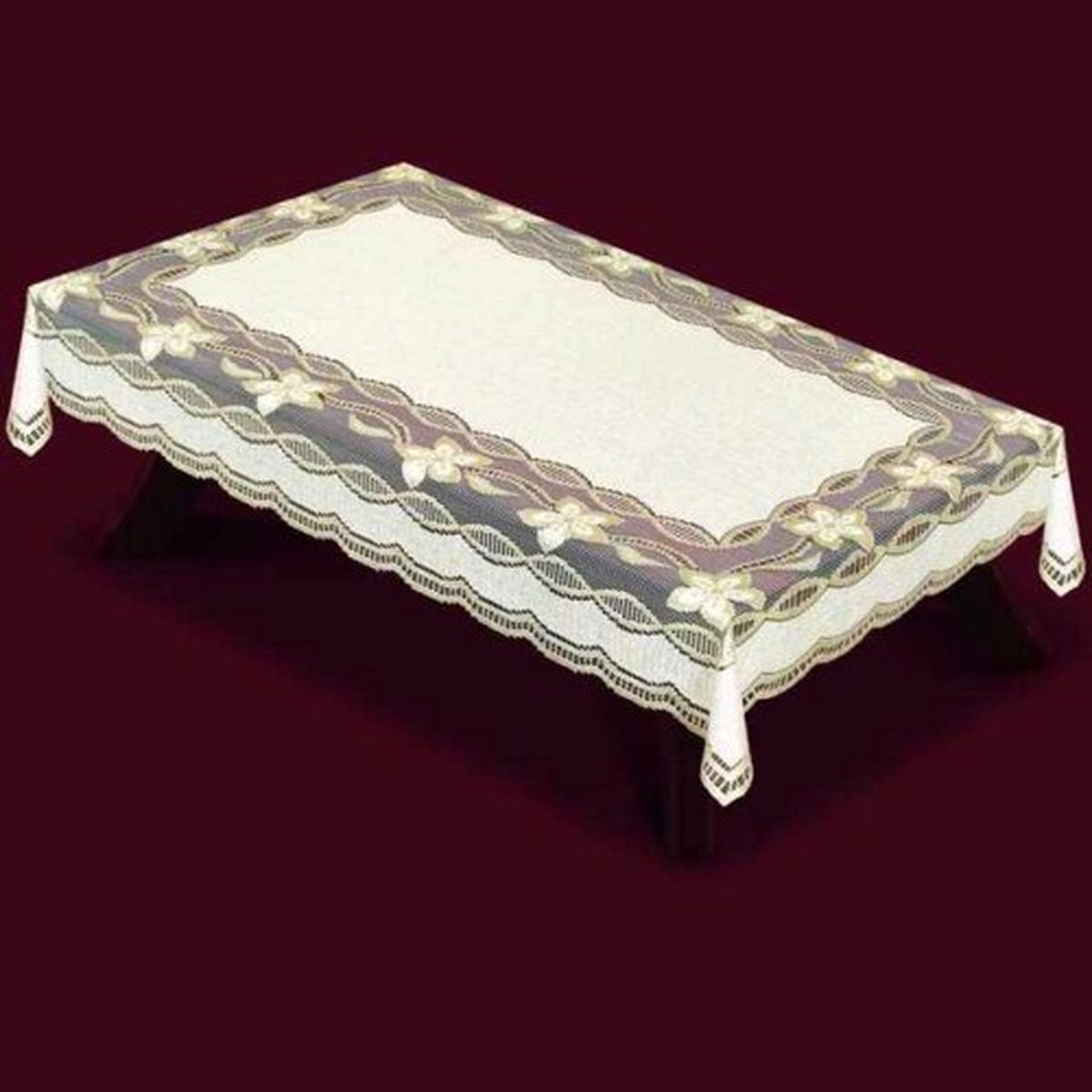 Скатерть Haft Skarb Babuni, прямоугольная, цвет: бежевый, 120 x 250 см. 42950-12042950-120 Скатерть Haft Skarb Babuni, прямоугольная, цвет: бежевый, 120 x 250 см. 42950-12042950-120Великолепная скатерть Haft Skarb Babuni выполненная из полиэстера, органично впишется в интерьер любого помещения, а оригинальный дизайн удовлетворит даже самый изысканный вкус. Скатерть изготовлена из сетчатого материала с ажурным цветочным рисунком по краям. Скатерть Haft Skarb Babuni создаст праздничное настроение и станет прекрасным дополнением интерьера гостиной, кухни или столовой. Размер скатерти: 120 см х 250 см.